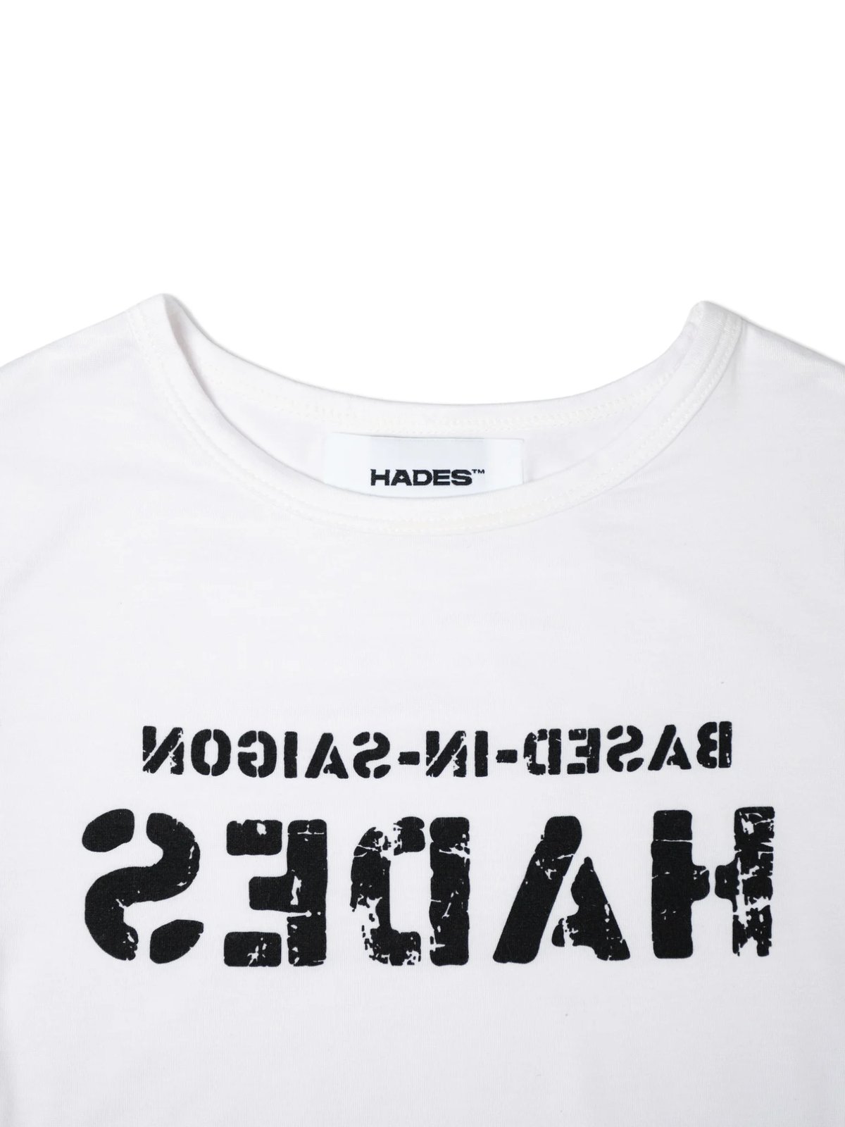 HADES Inverted Typography Baby Tee - White