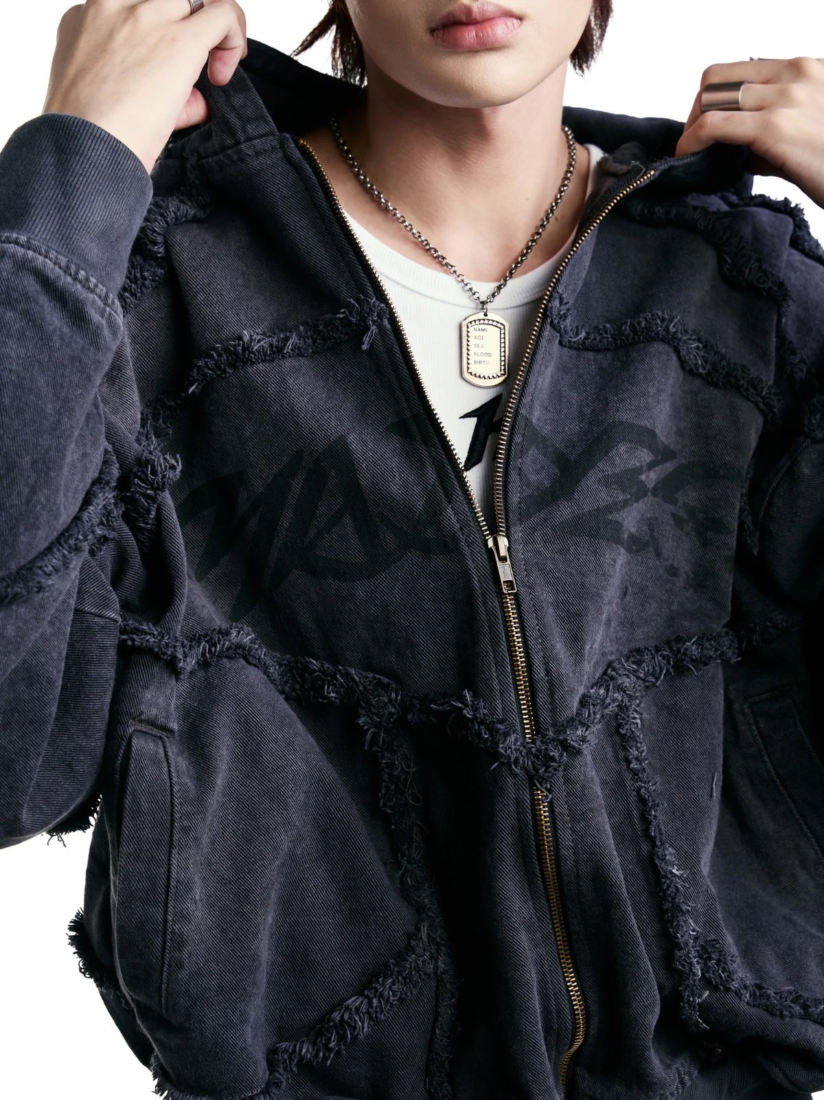 HADES Industrial Edge Zip-Up Hoodie - Grey