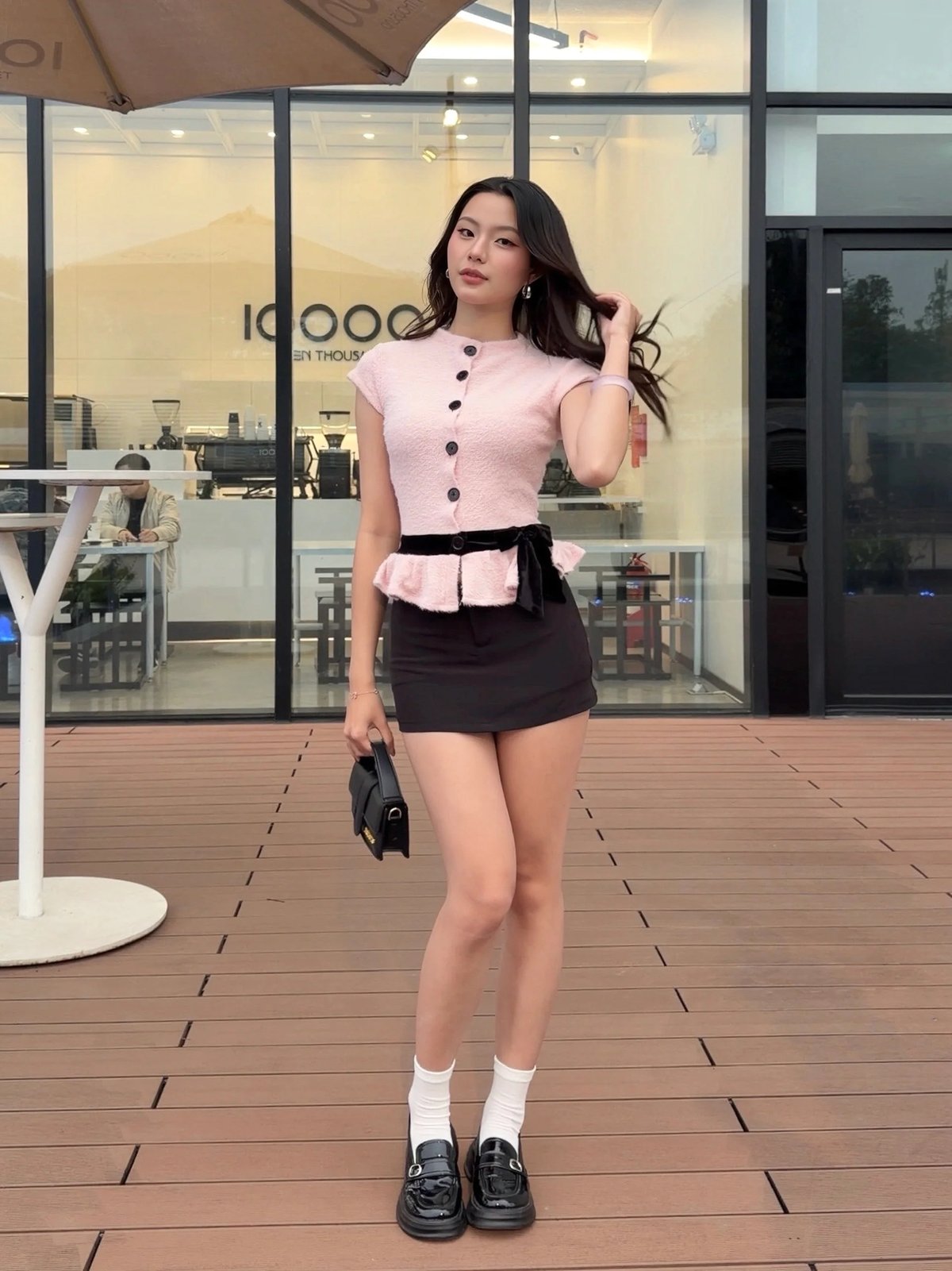Sugar Crush Jubin Peplum 珍珠毛絨顯瘦上衣