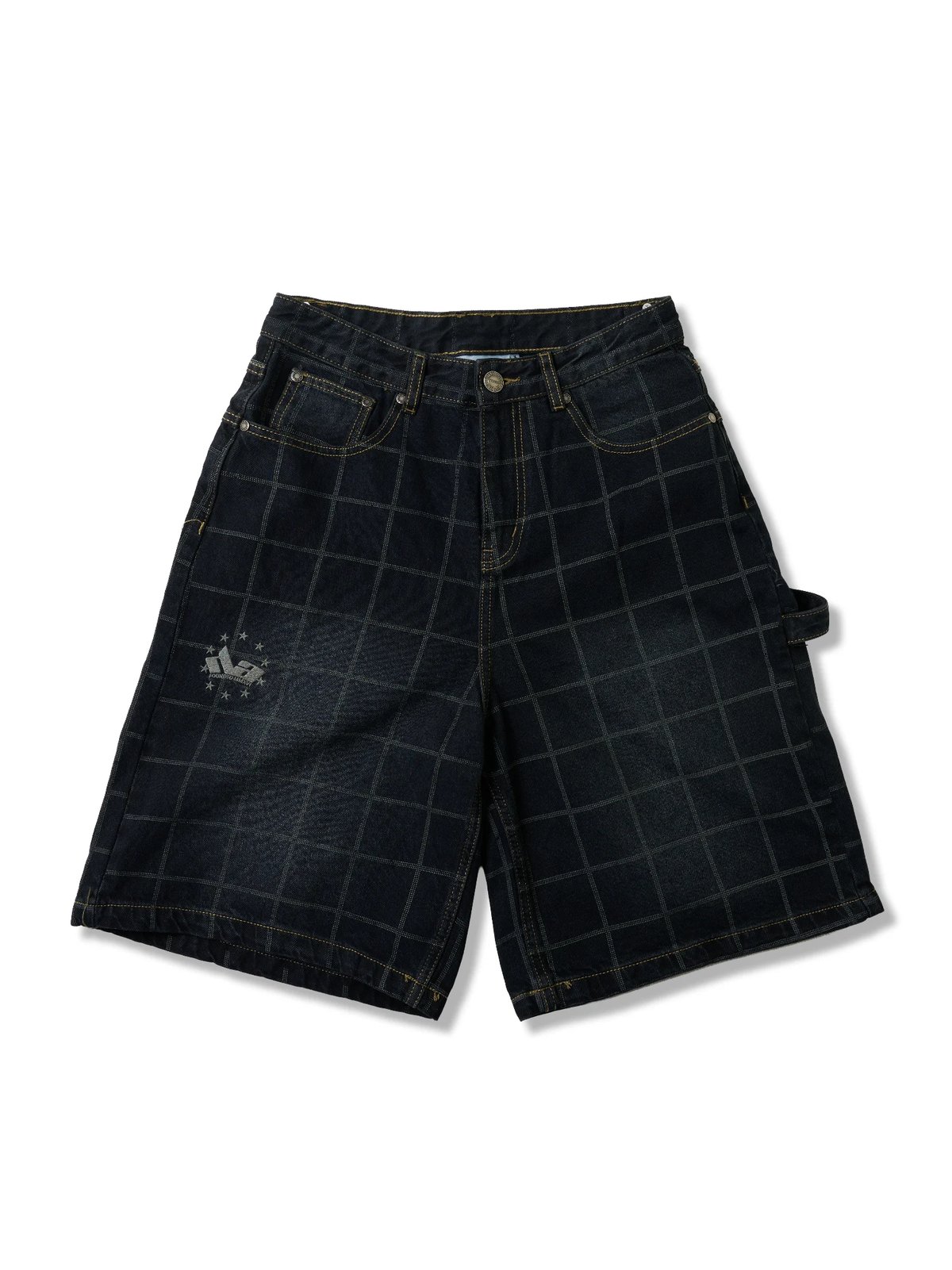 HADES Webby Canvas Checkered Denim Shorts - Blue Navy