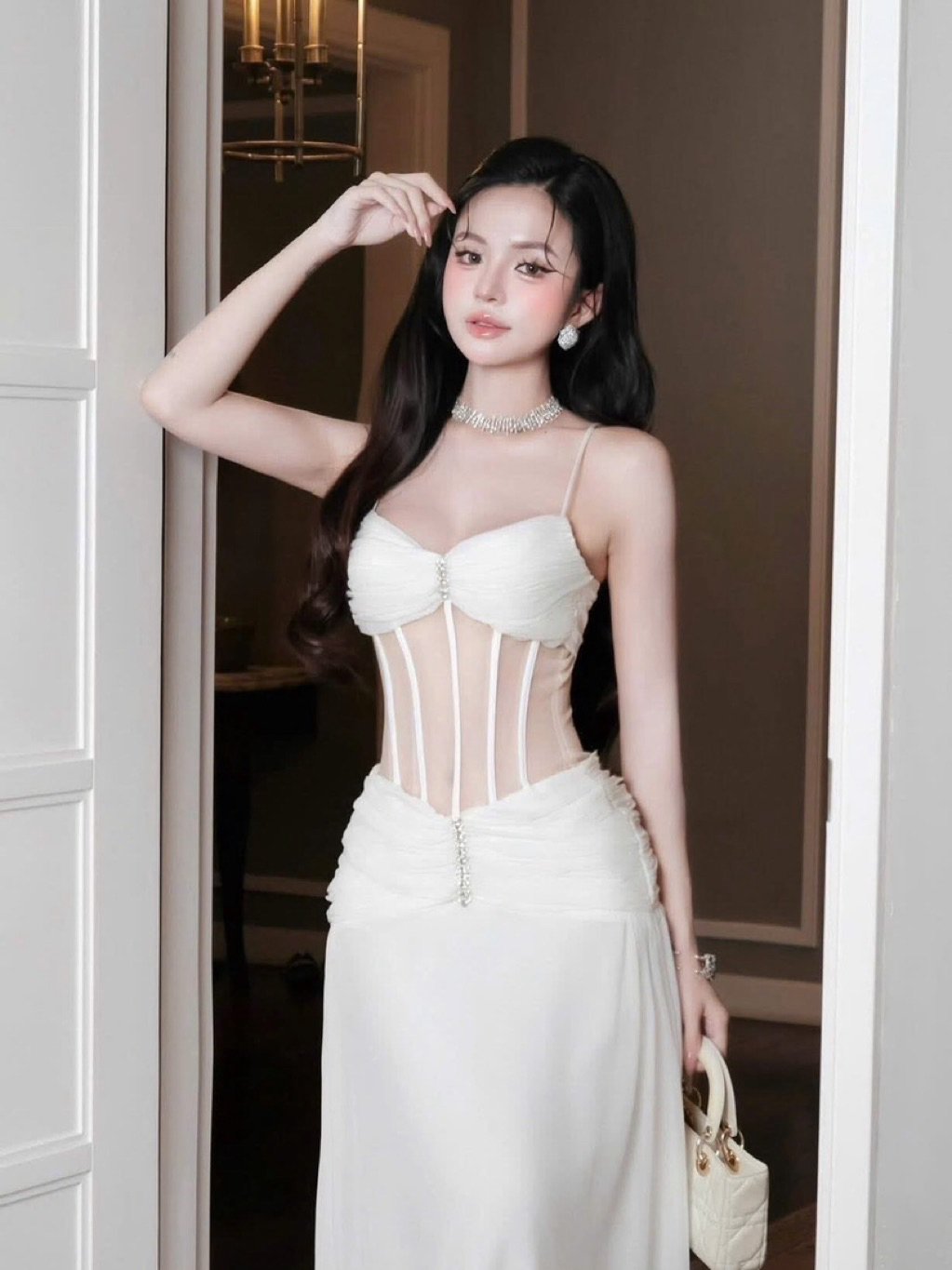 CHOUCHOU Veda Corset Style Maxi Dress