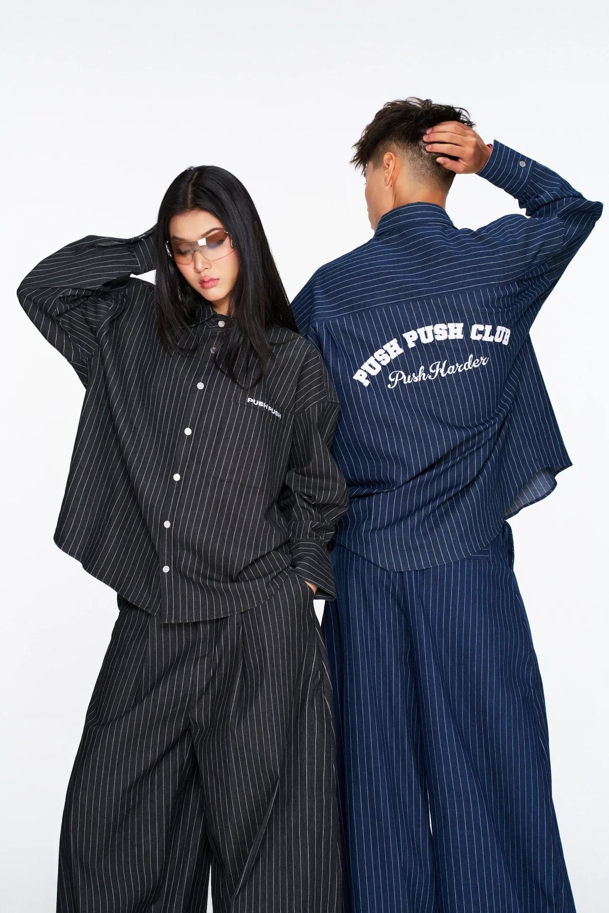 PUSH PUSH ZENDA Oversize Embroidered Striped Shirt