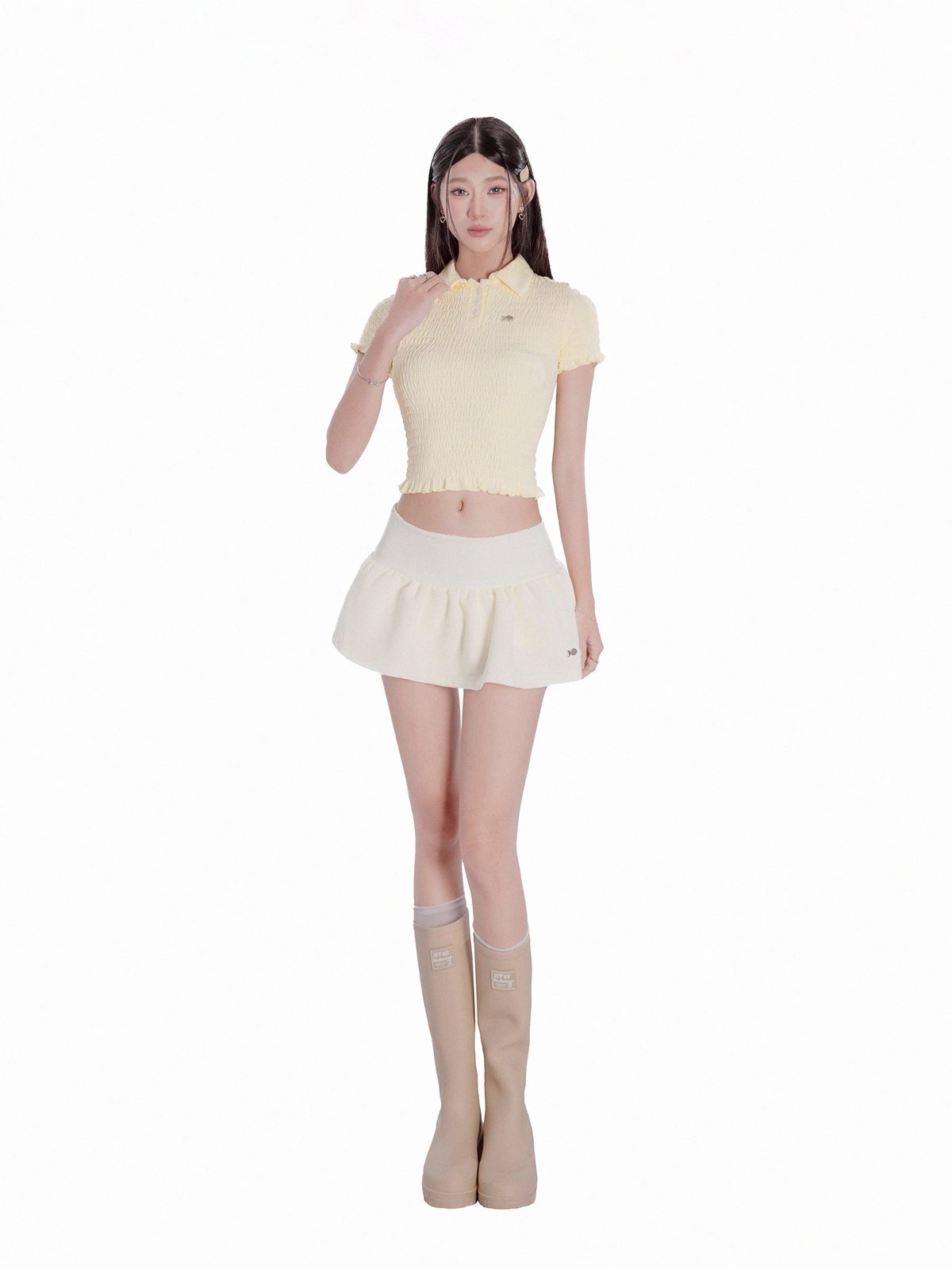 DKMV Brit Top Cropped Polo Shirt - Yellow