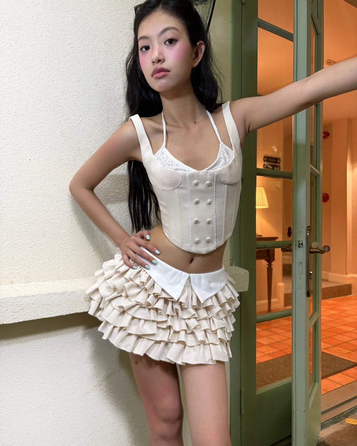 AIAI Regina Tiered Ruffle Low-Waist Skirt