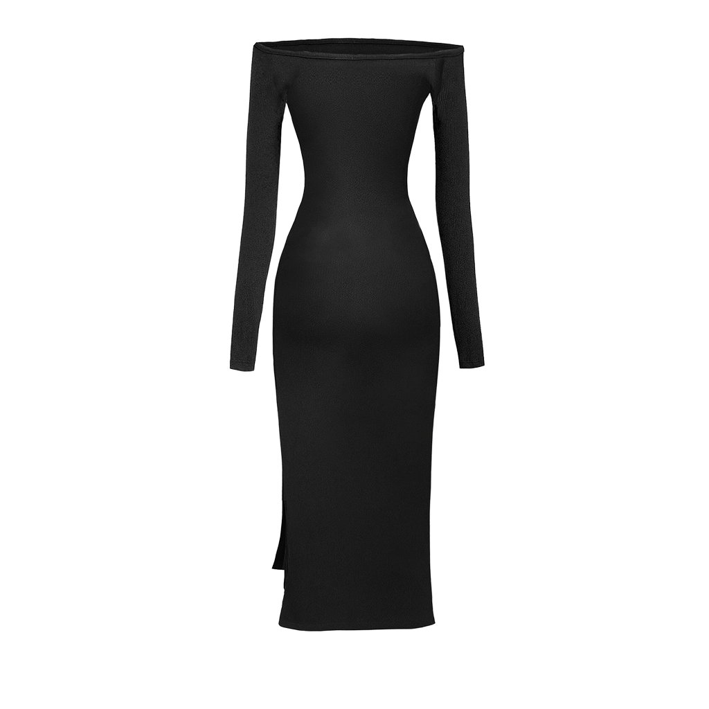 SISTERS Inga Off-Shoulder Bodycon Midi Dress with Side Slit