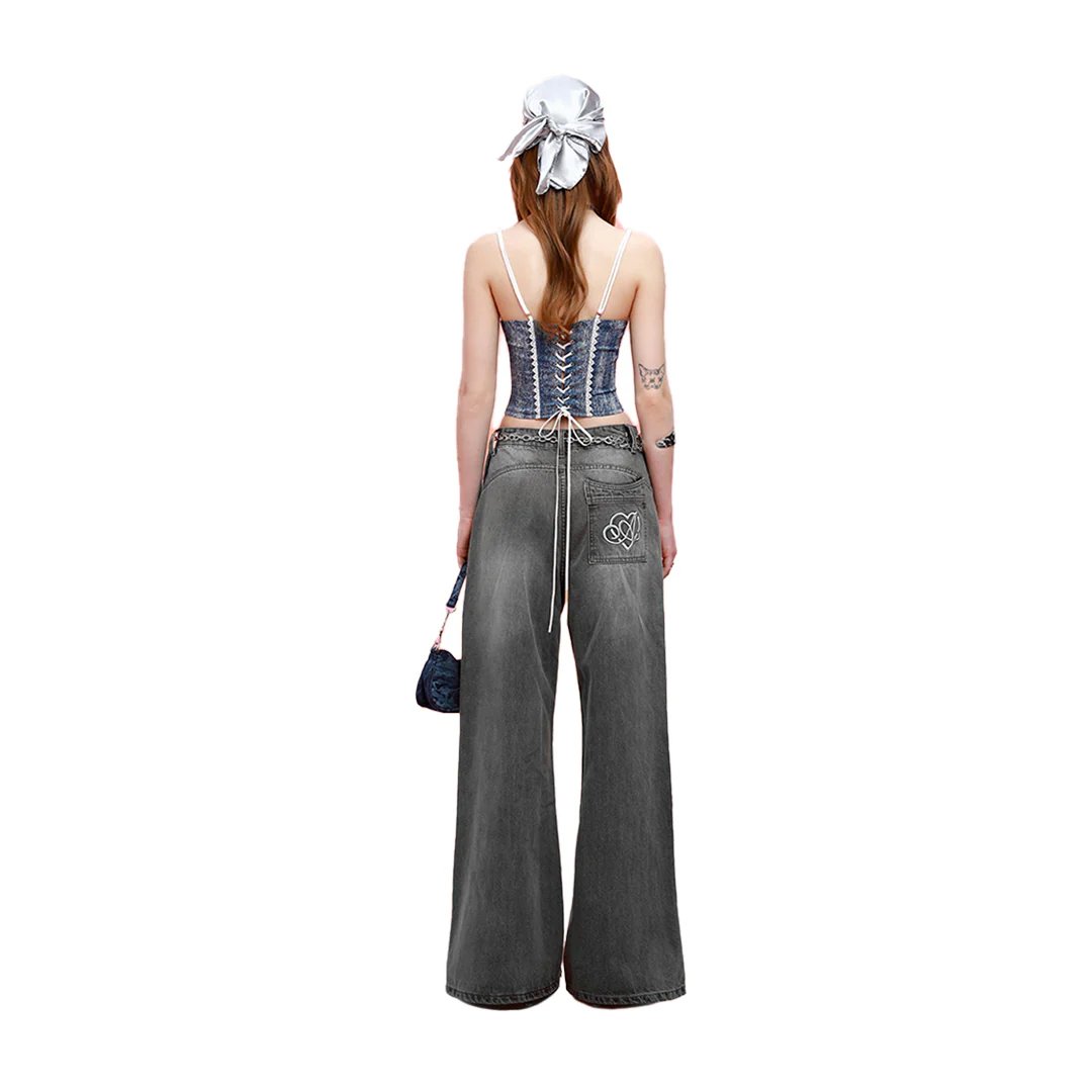 AIAI OFFICIAL Jenny Lace-Trim Corset Top 前扣蕾絲細肩帶束身衣
