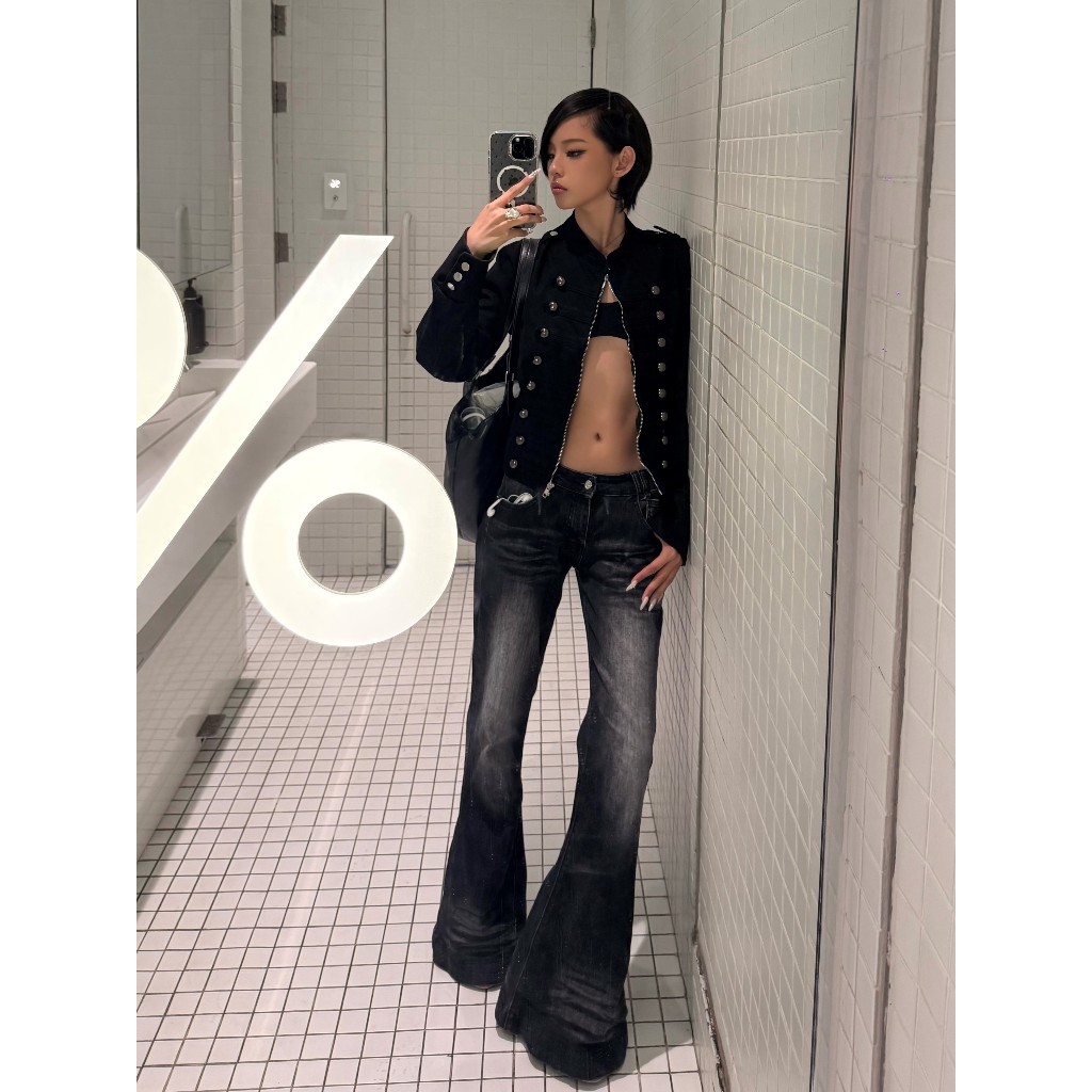 TWENTI Y2k Washed Black Flare Jeans