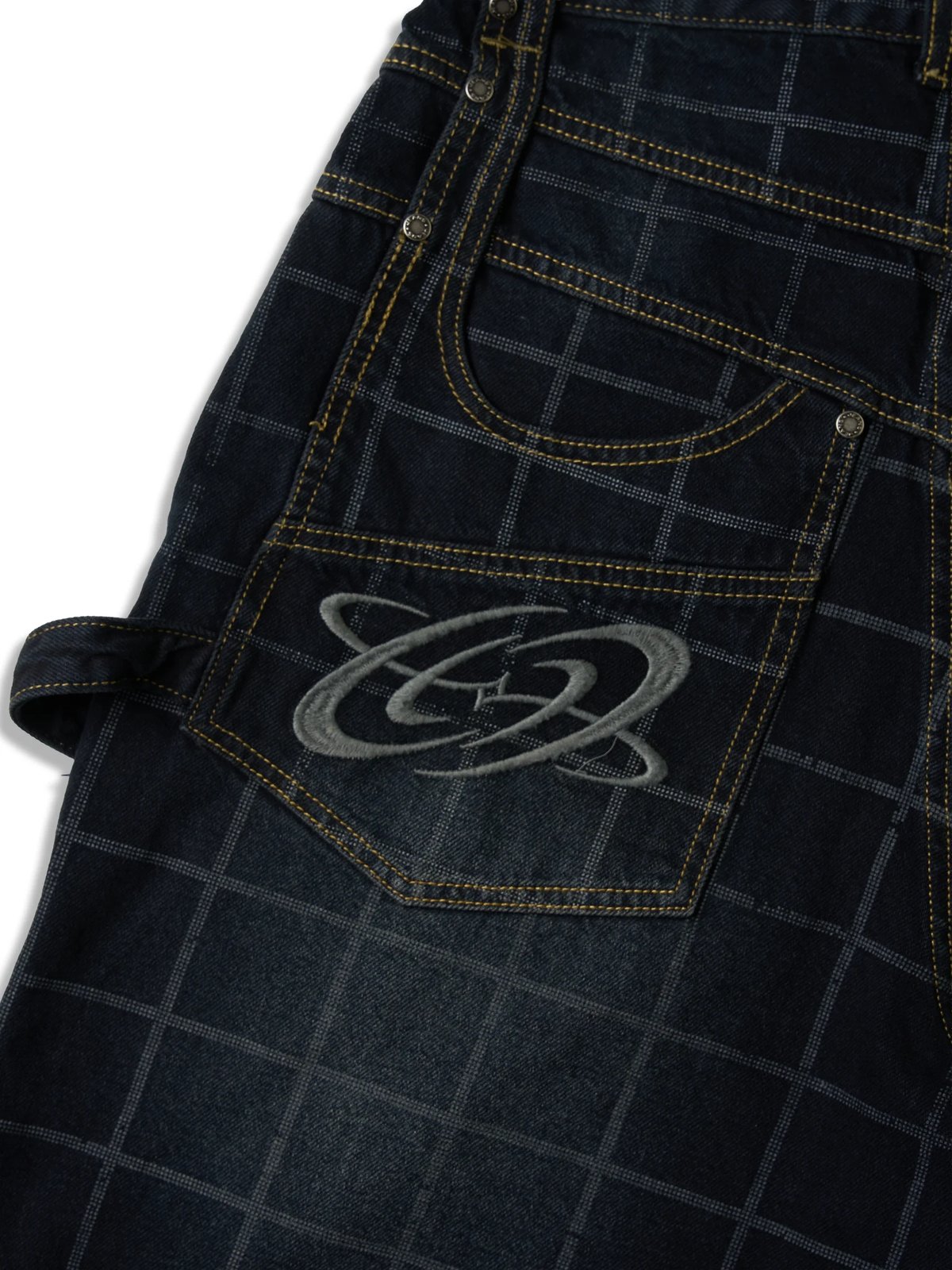 HADES Webby Canvas Checkered Denim Shorts - Blue Navy