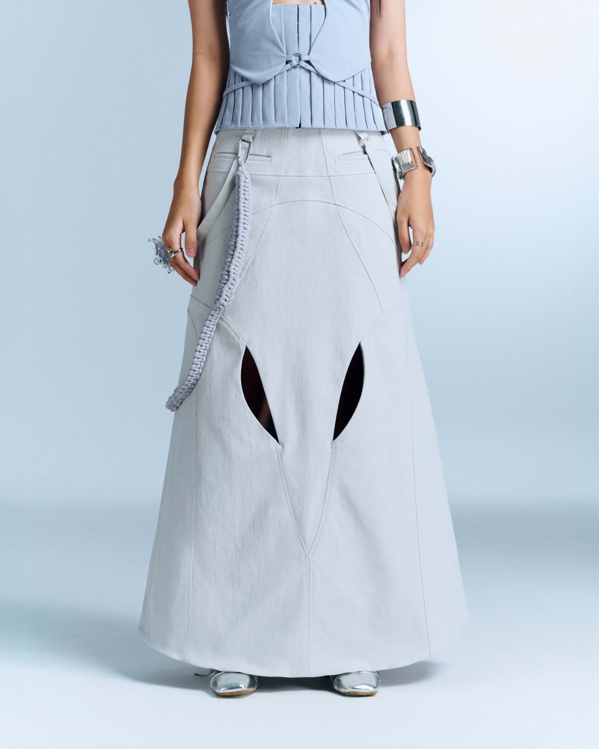 Bunnyhill SEAGRAVE A-Line Cut-Out Maxi Skirt - Gray