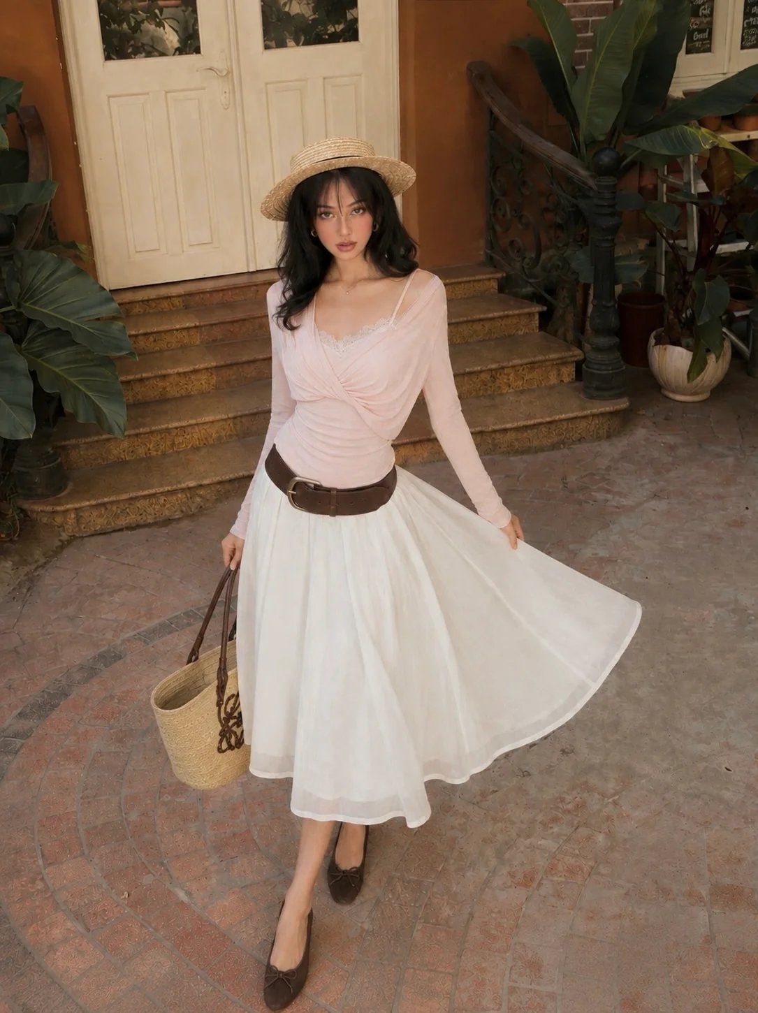Sugar Crush Rina Pleated Organza Midi Skirt Maison Des Fleurs Collection 閃爍歐根紗百褶中長裙
