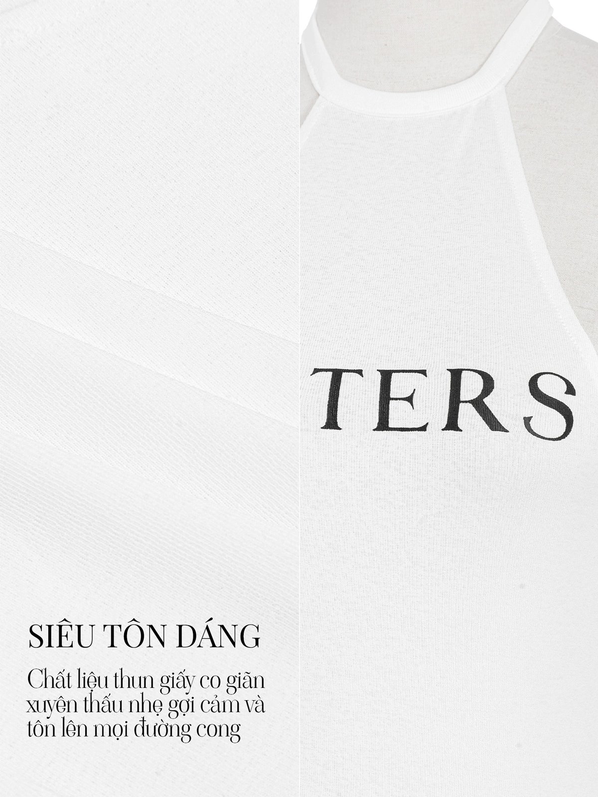 SISTERS Lotus Longline Halter Top - White