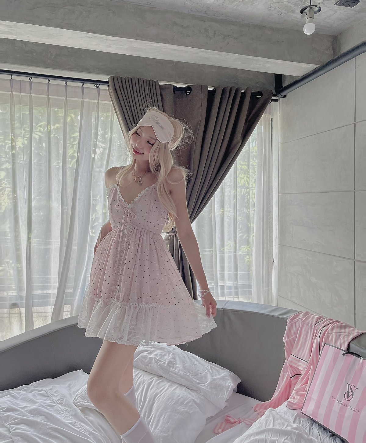Bandarsaya Sophie Polka Dot Mini Dress
