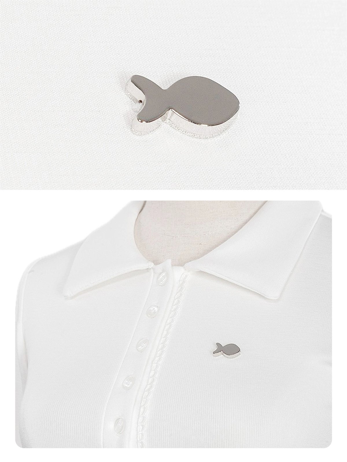 DKMV Jina Dress 復古 Polo 領蕾絲飾邊喇叭袖連身裙