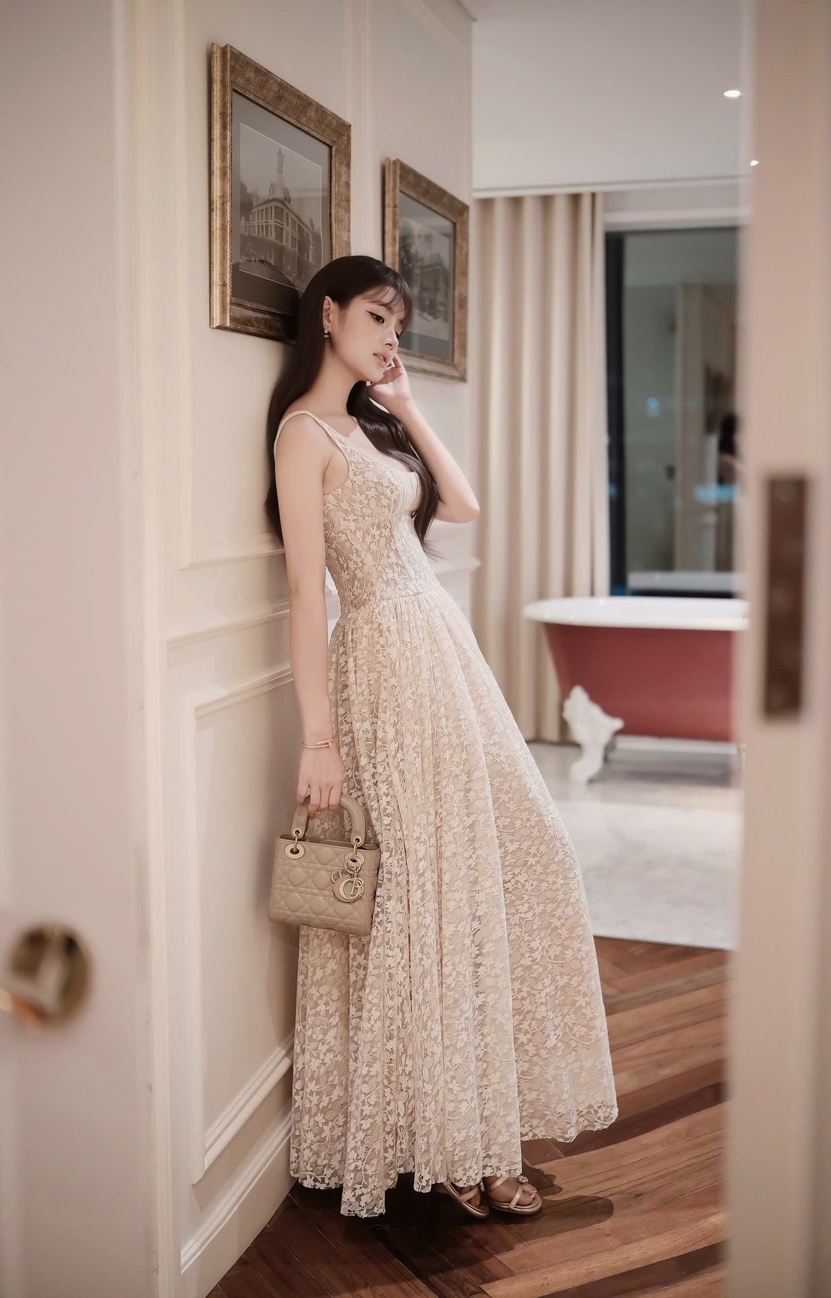 CHOU CHOU 小碎花蕾絲長裙
