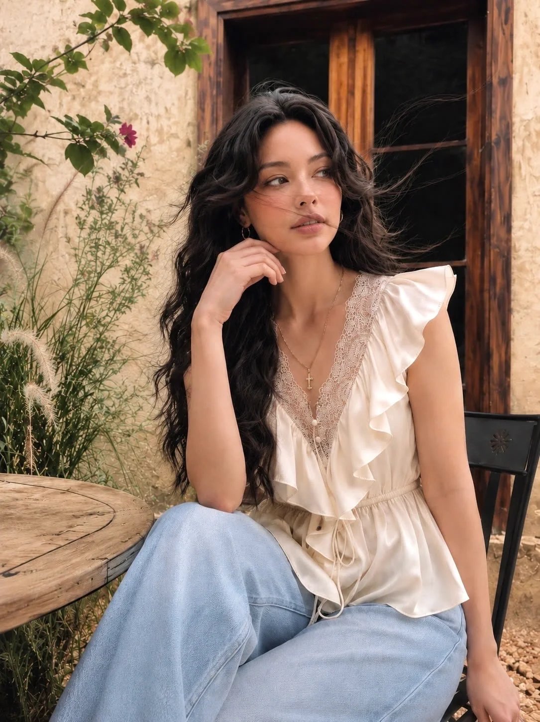 Sugar Crush Kaylin Off-Shoulder Lace Ruffle Peplum Top