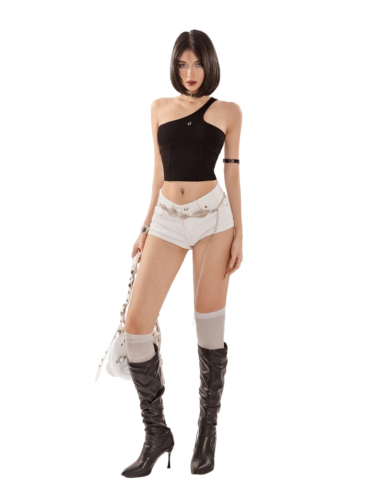 SISTERS Minette One-Shoulder Halter Croptop