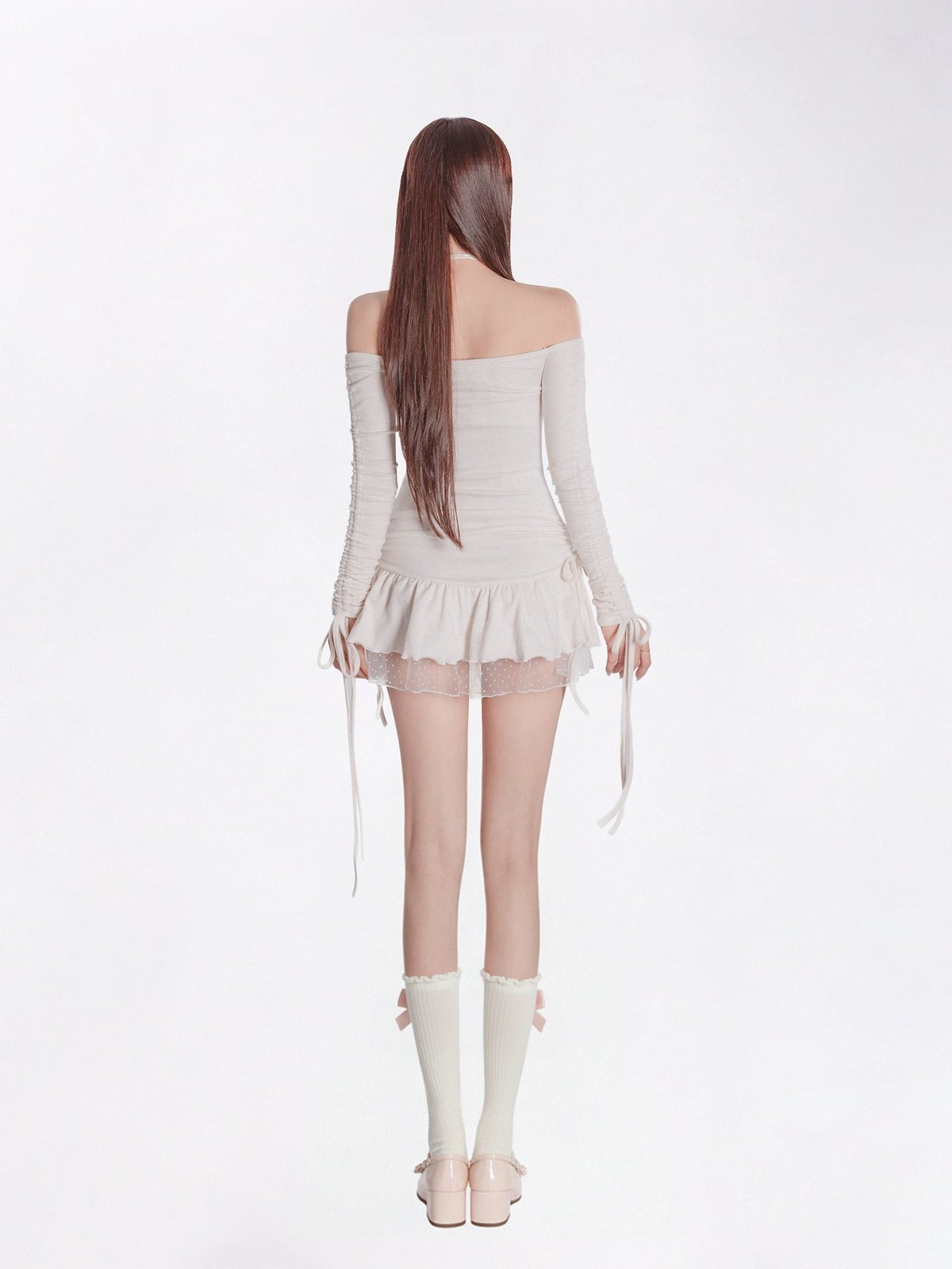 DKMV Liz Dress 露肩層次蕾絲連身裙 - 米白色
