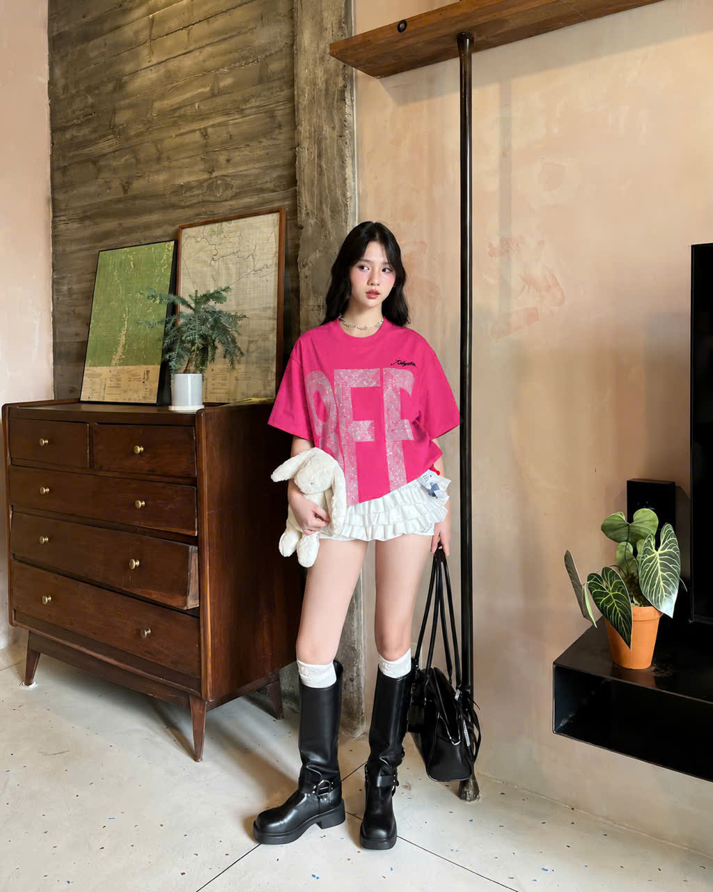 KILL SYSTEM Infinity Off Rhinestone Embellished Oversized T-Shirt