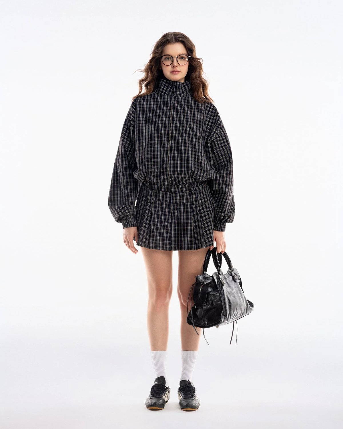 PUSH PUSH Gingham 條紋拉鍊外套