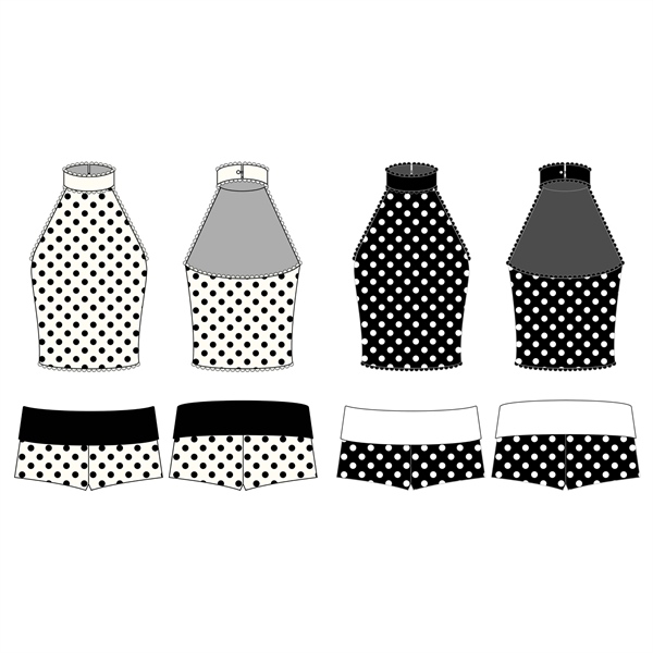 KILL SYSTEM Bewish Polka Dot Halter Top and Shorts Set