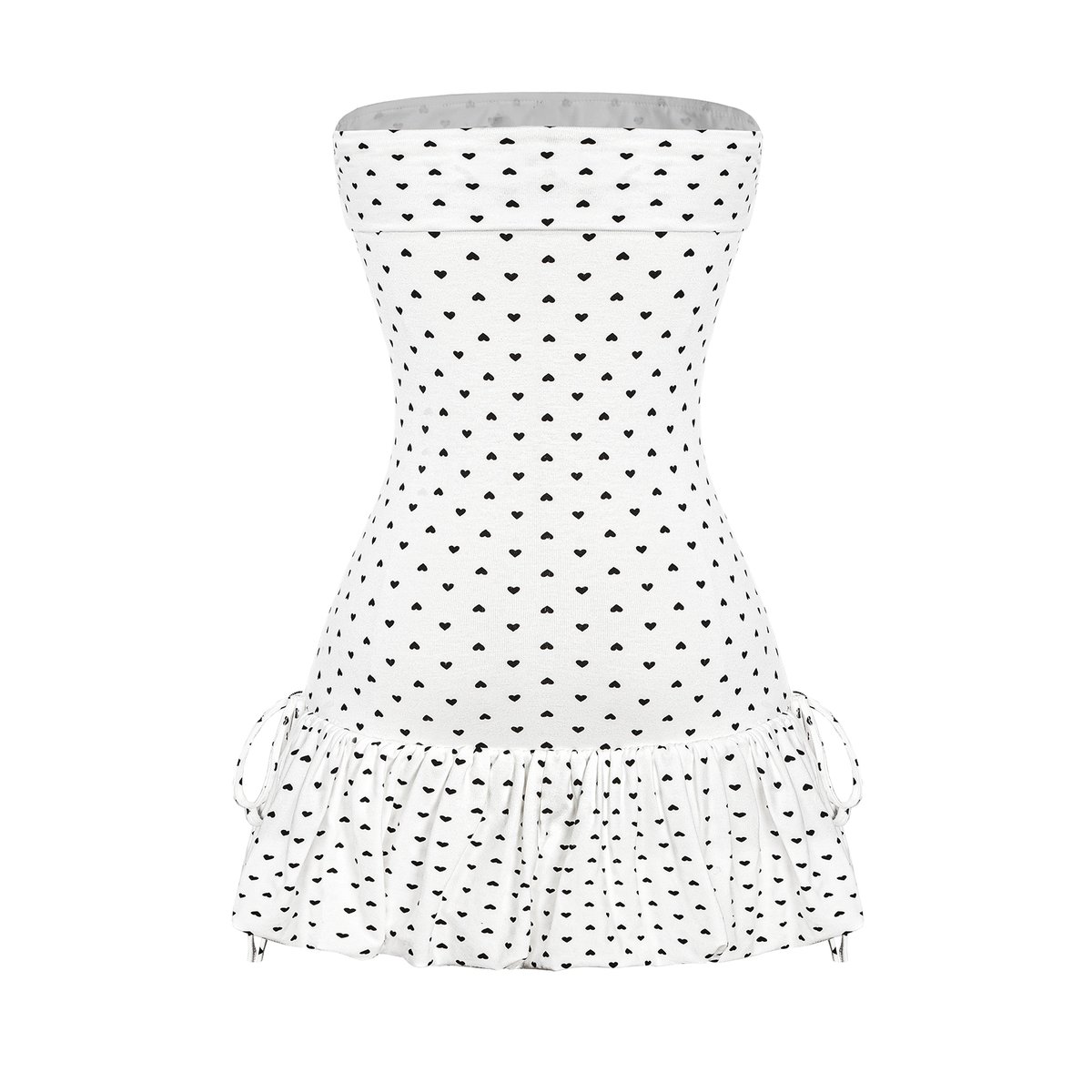 DKMV Yuri Dress - Sweet Heart Pattern Strapless Bubble Dress