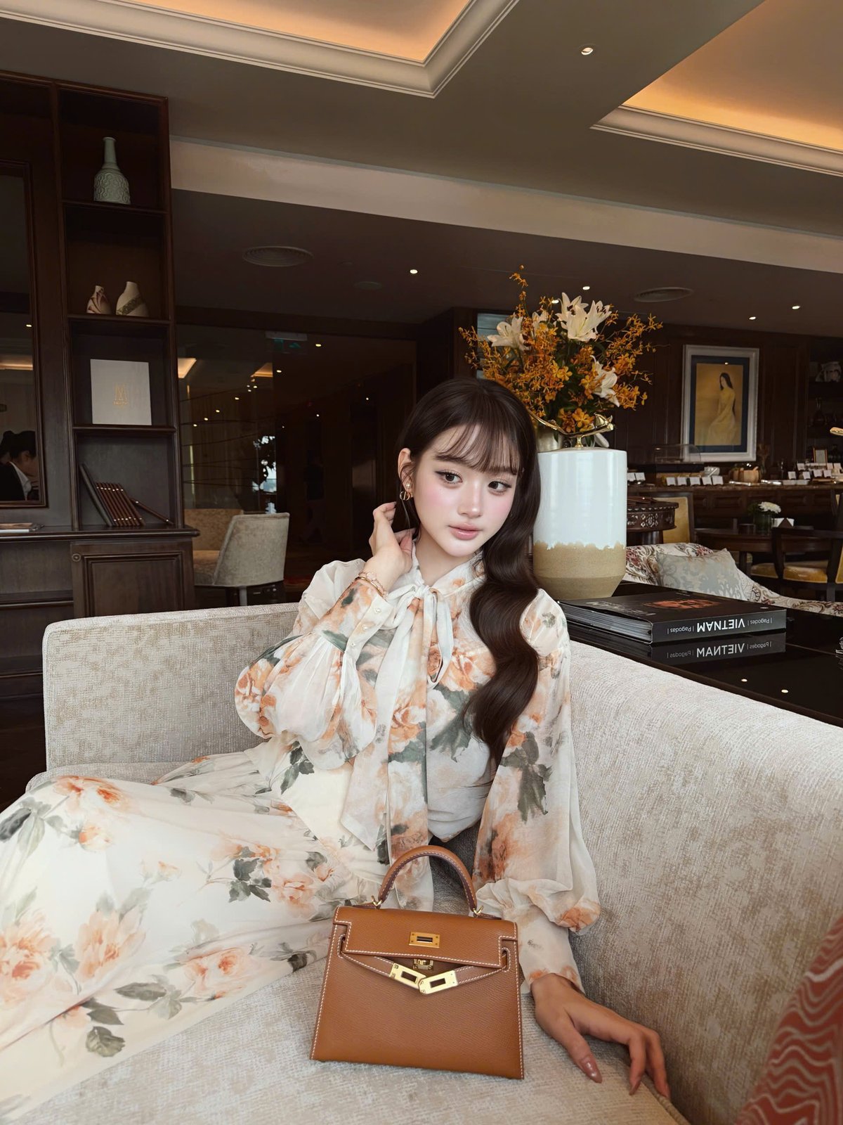 CHOU CHOU 花卉蝴蝶結長裙套裝