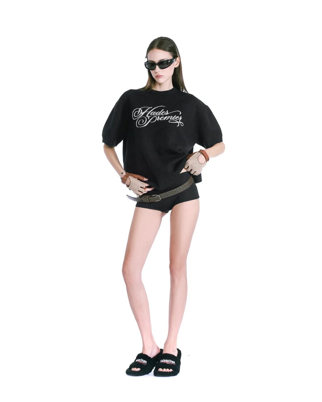 HADES Stamped Knitted Tee - Black