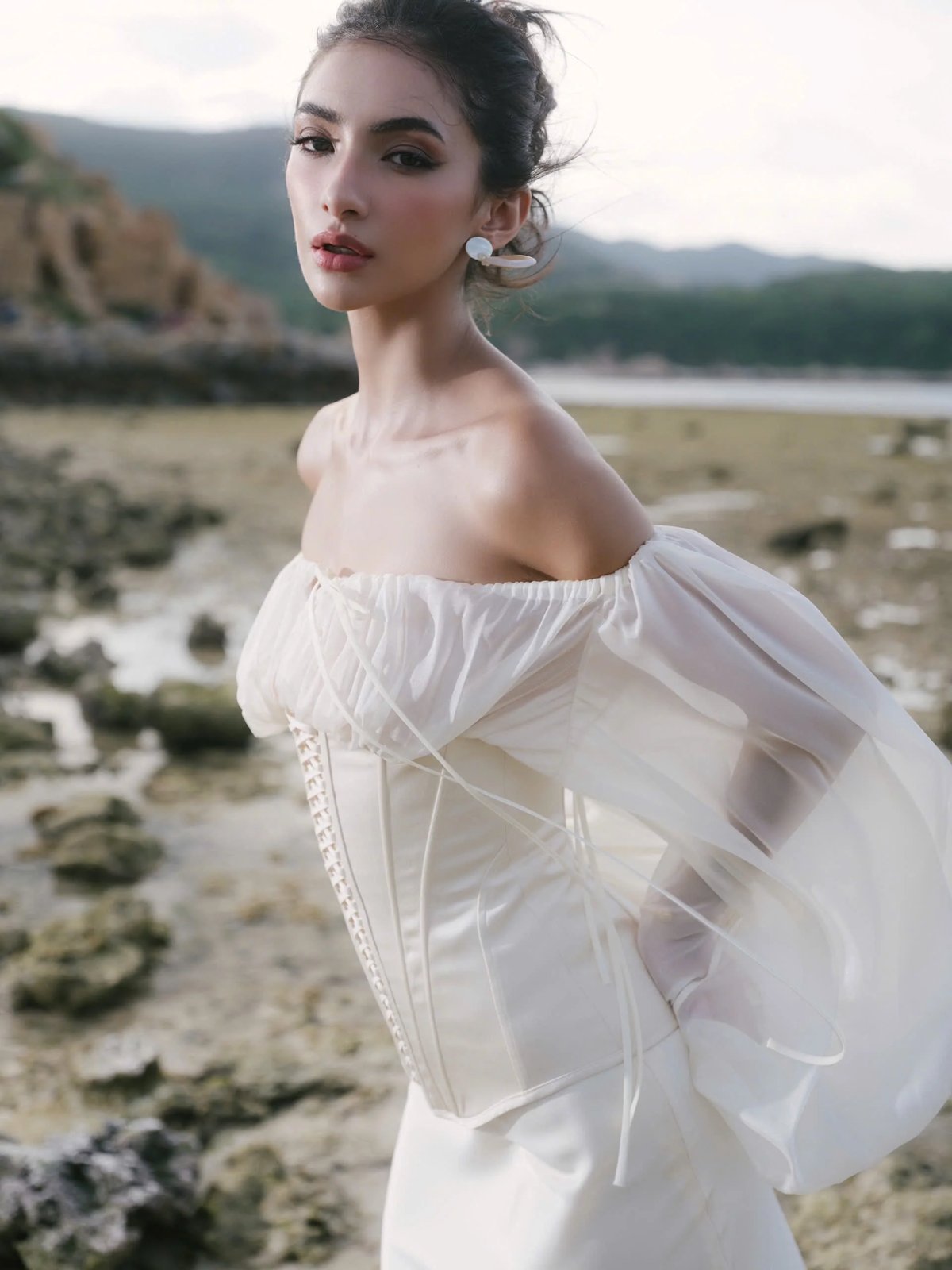 KISSERINE KAIA 束身細節禮服 - 乳白色