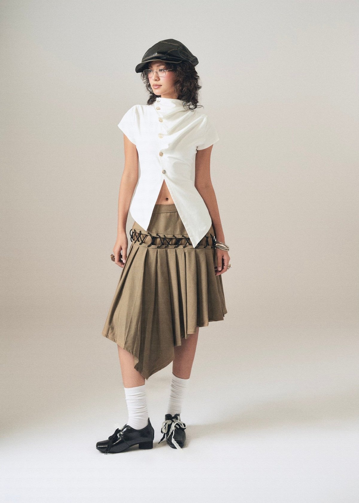 INTO.EIGHT Elite Top Structured High Neck Short Sleeve Top