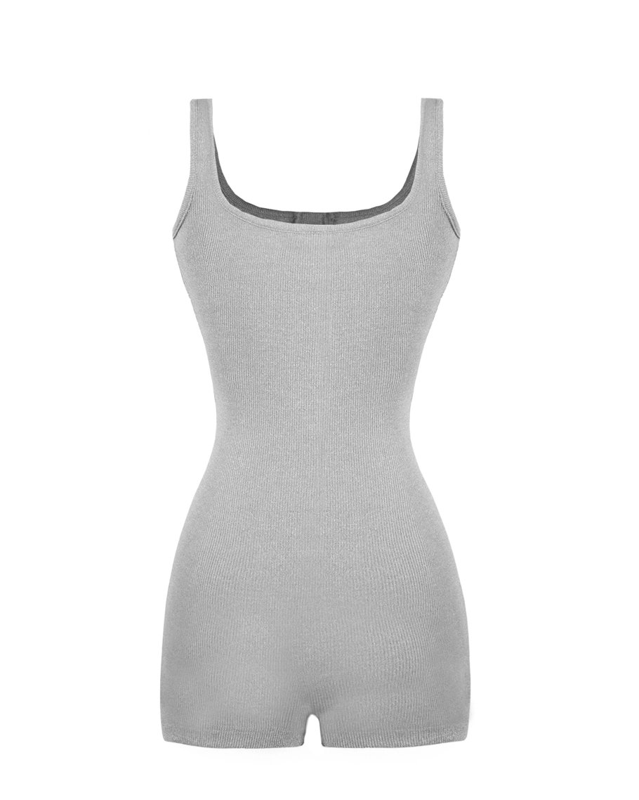 SISTERS Blanche Square Neck Sleeveless Ribbed Romper