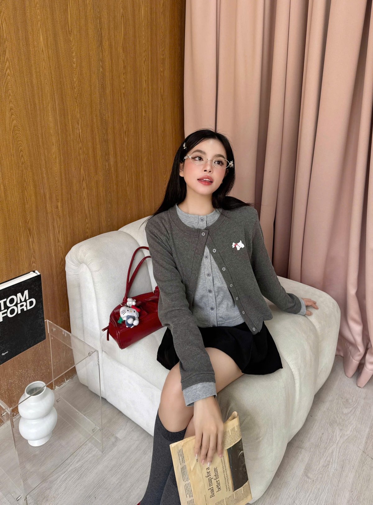 KILL SYSTEM Westie Embroidered Ribbed Knit Cardigan