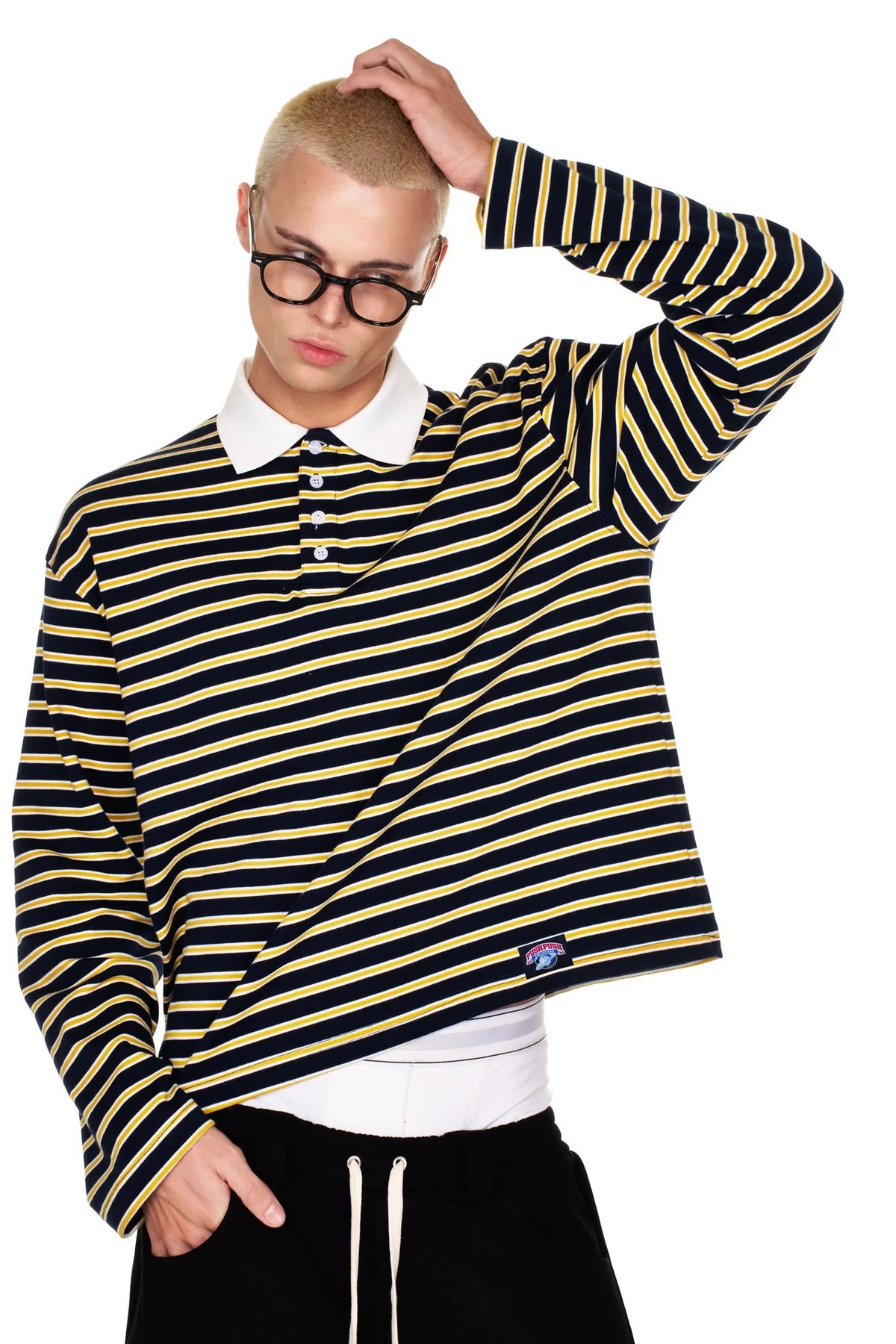 PUSH PUSH Rugby Striped Long Sleeve Polo Shirt