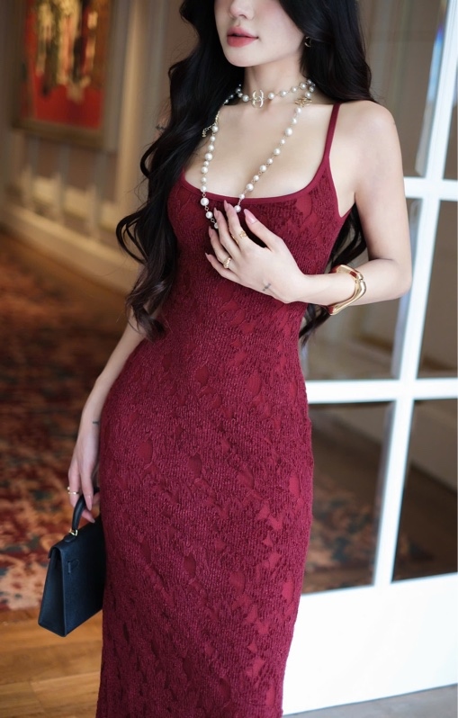 THAOBIBI Heart Knit Lace Maxi Dress