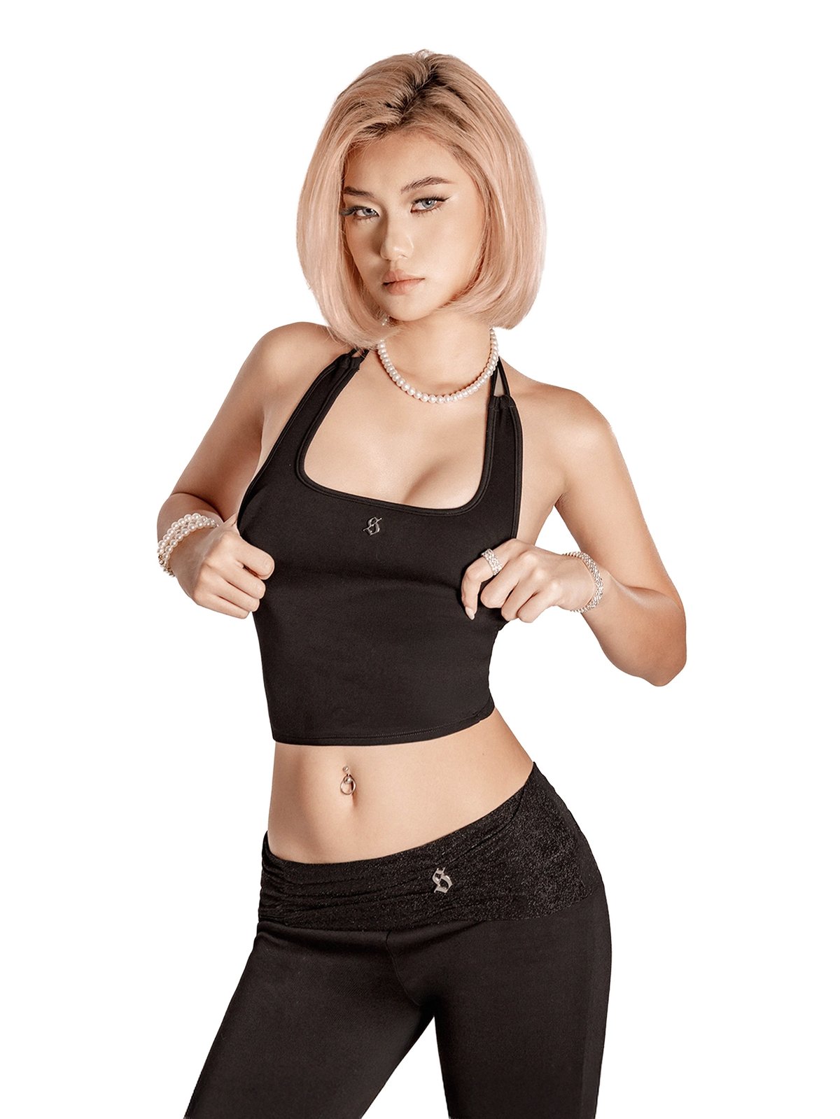 SISTERS Maisie Metallic Waistband Halter Top and Shorts Set