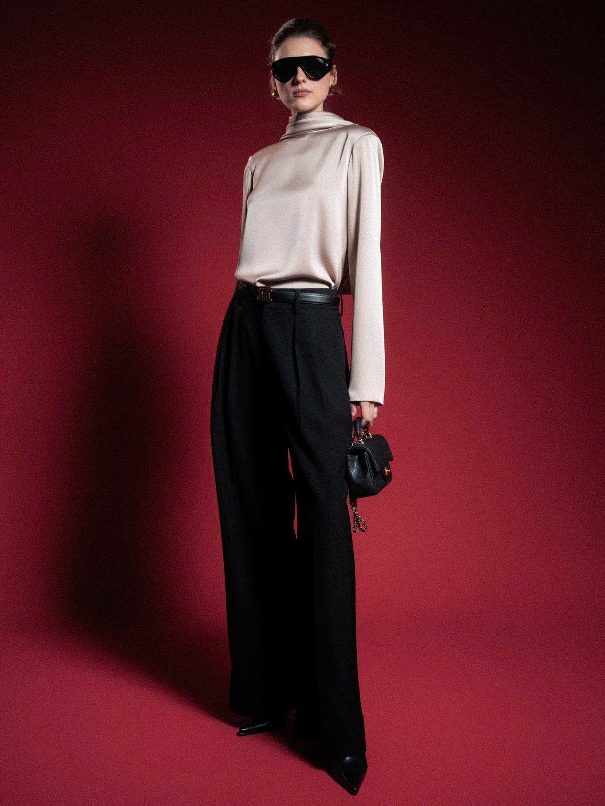 KISSERINE ZINA TOP Elegant Draped Satin Blouse