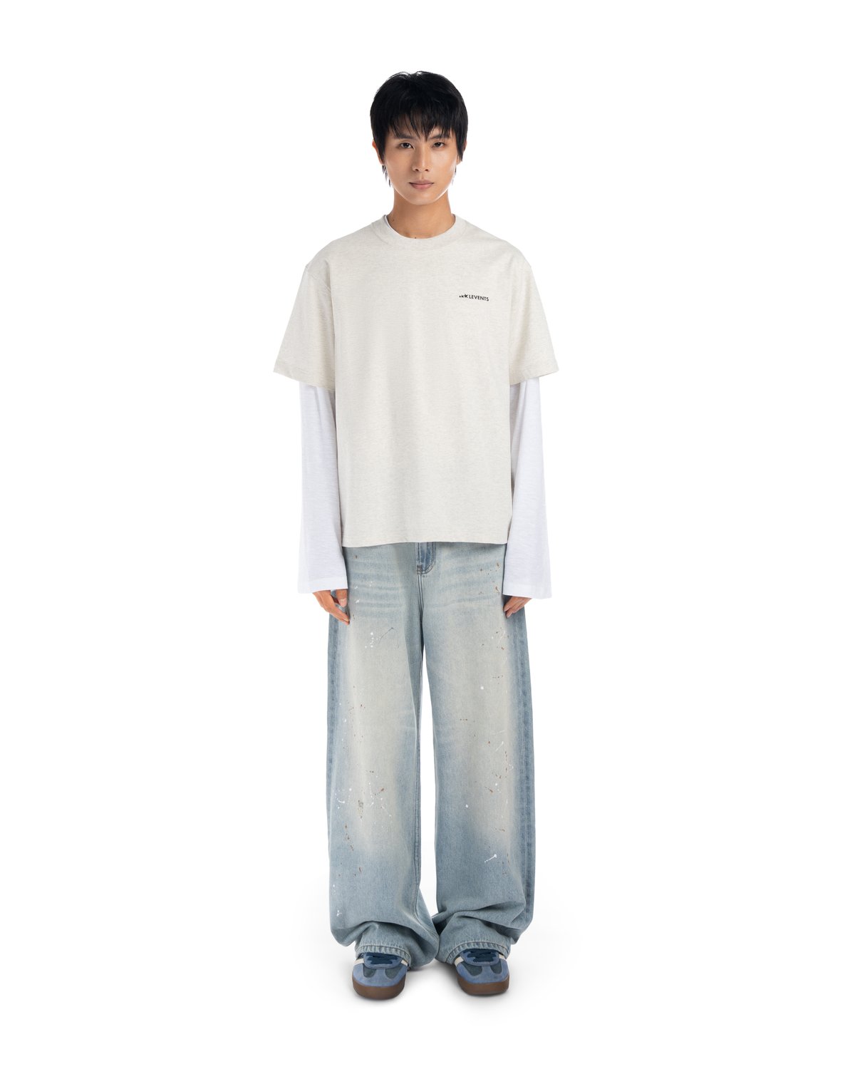 Levents® XL Logo Star Shark Semi-Oversized Tee - Grey
