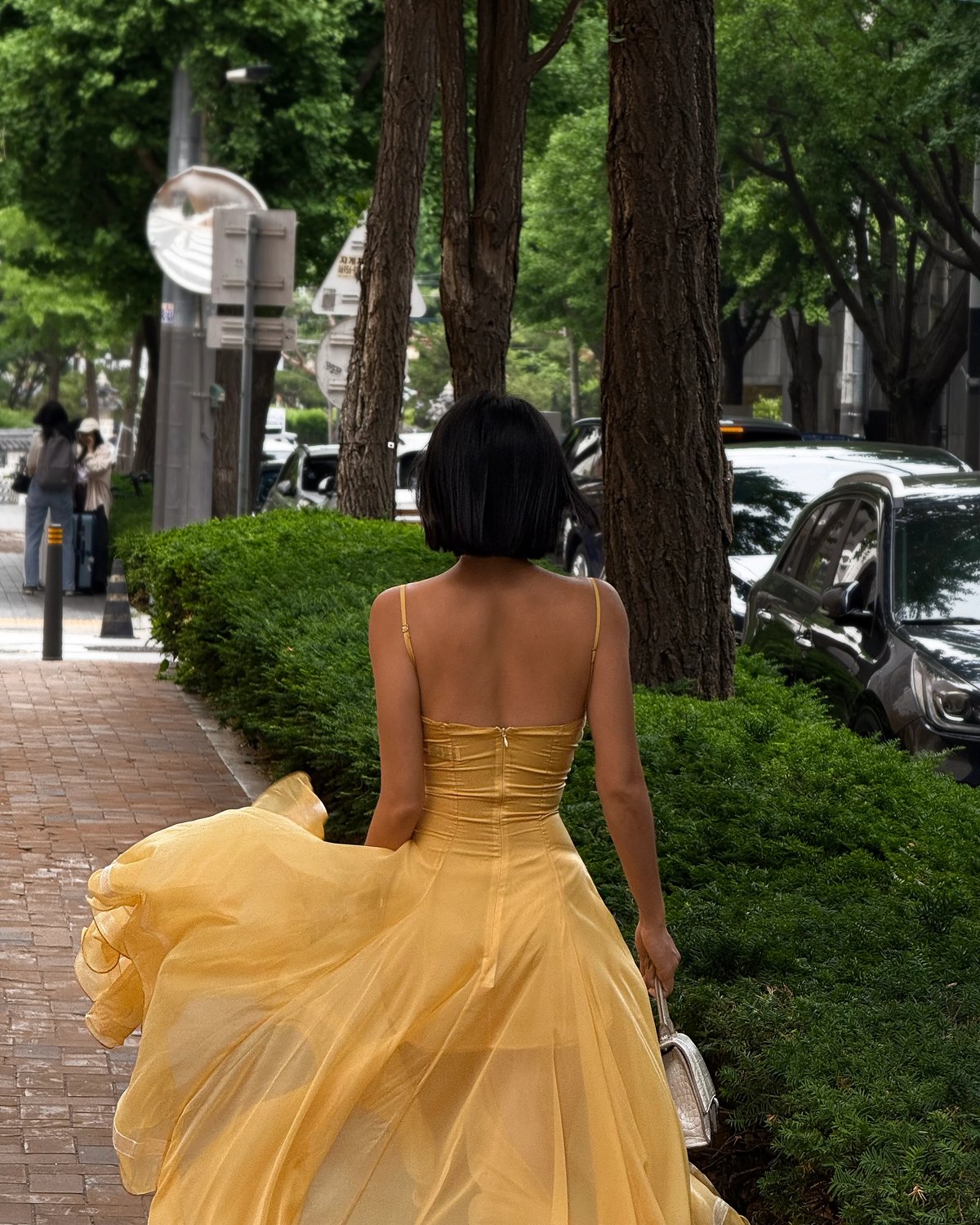 HUELLEYROSE LIANE 絲綢歐根紗長裙 - 黃色