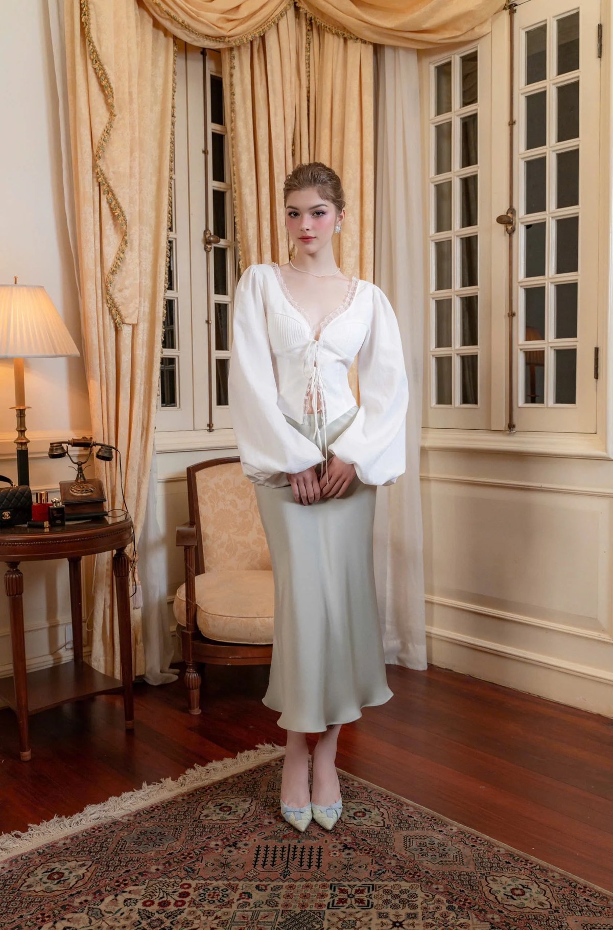 KISSERINE ANNA Asymmetrical Silk Skirt