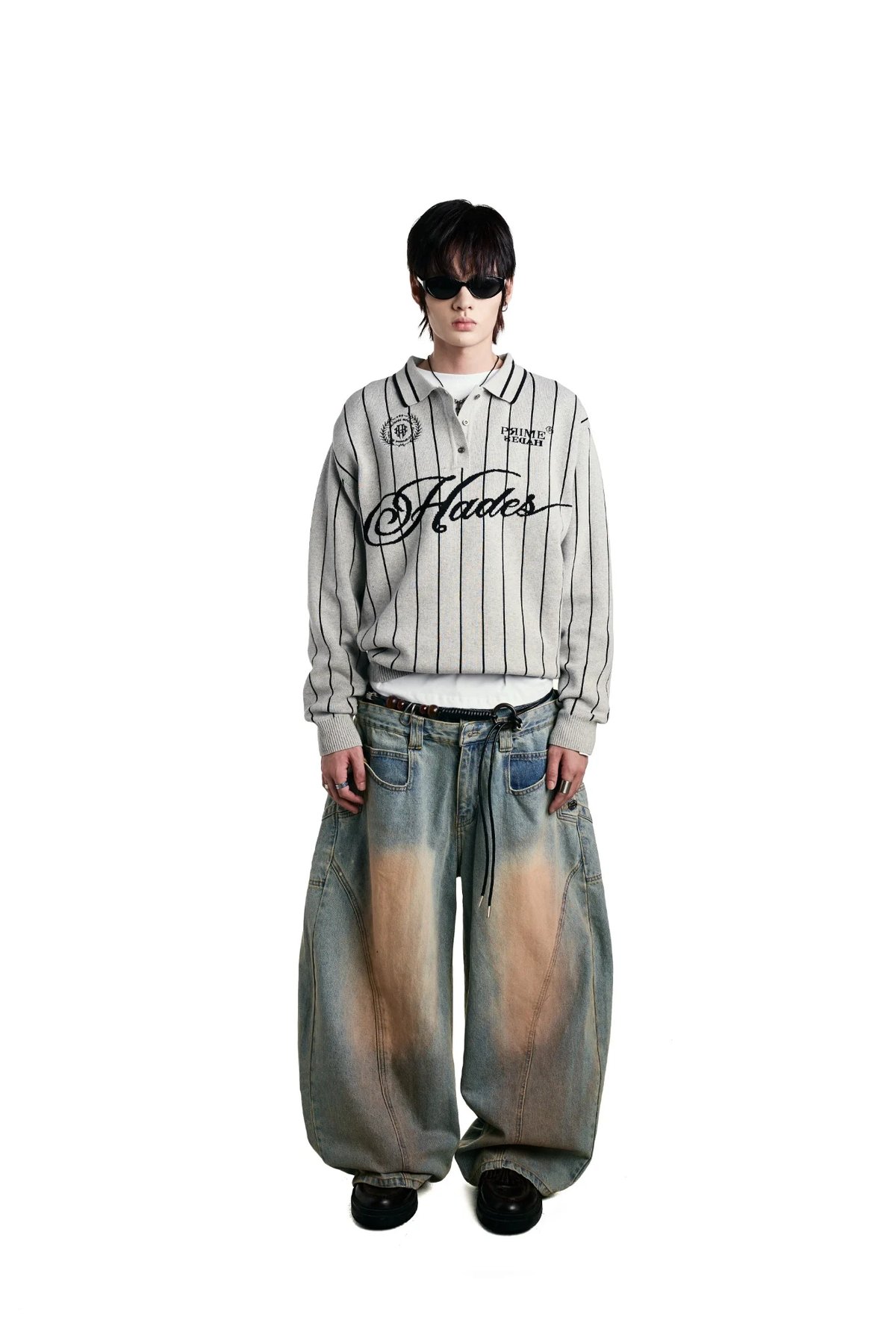 HADES Classic Polo Knit Sweater - Grey