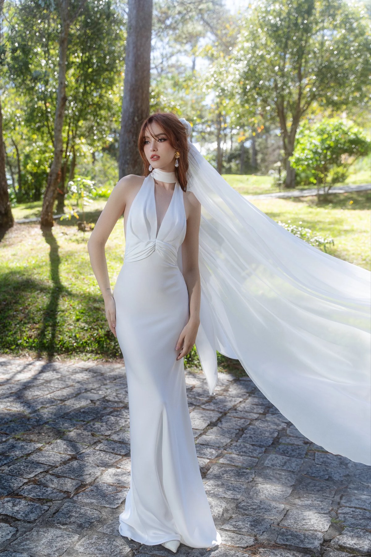 KISSERINE Blanche Silk Mermaid Maxi Dress