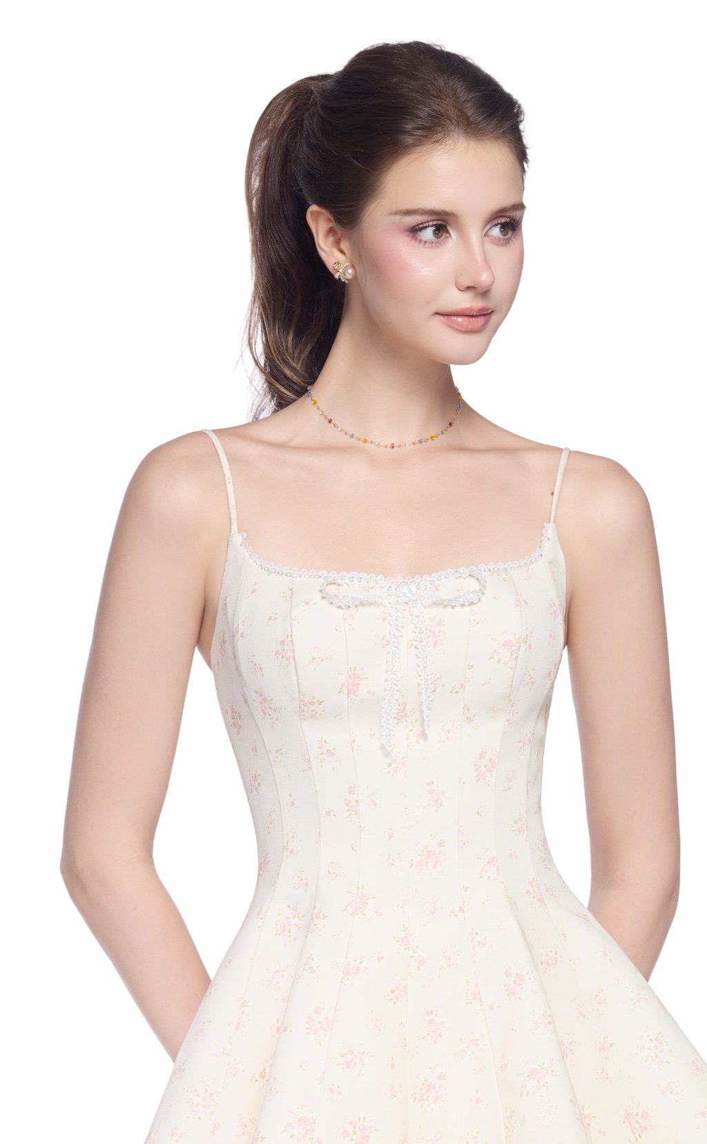 JUBIN LAYLIE DRESS Floral Lace Trim Mini Dress
