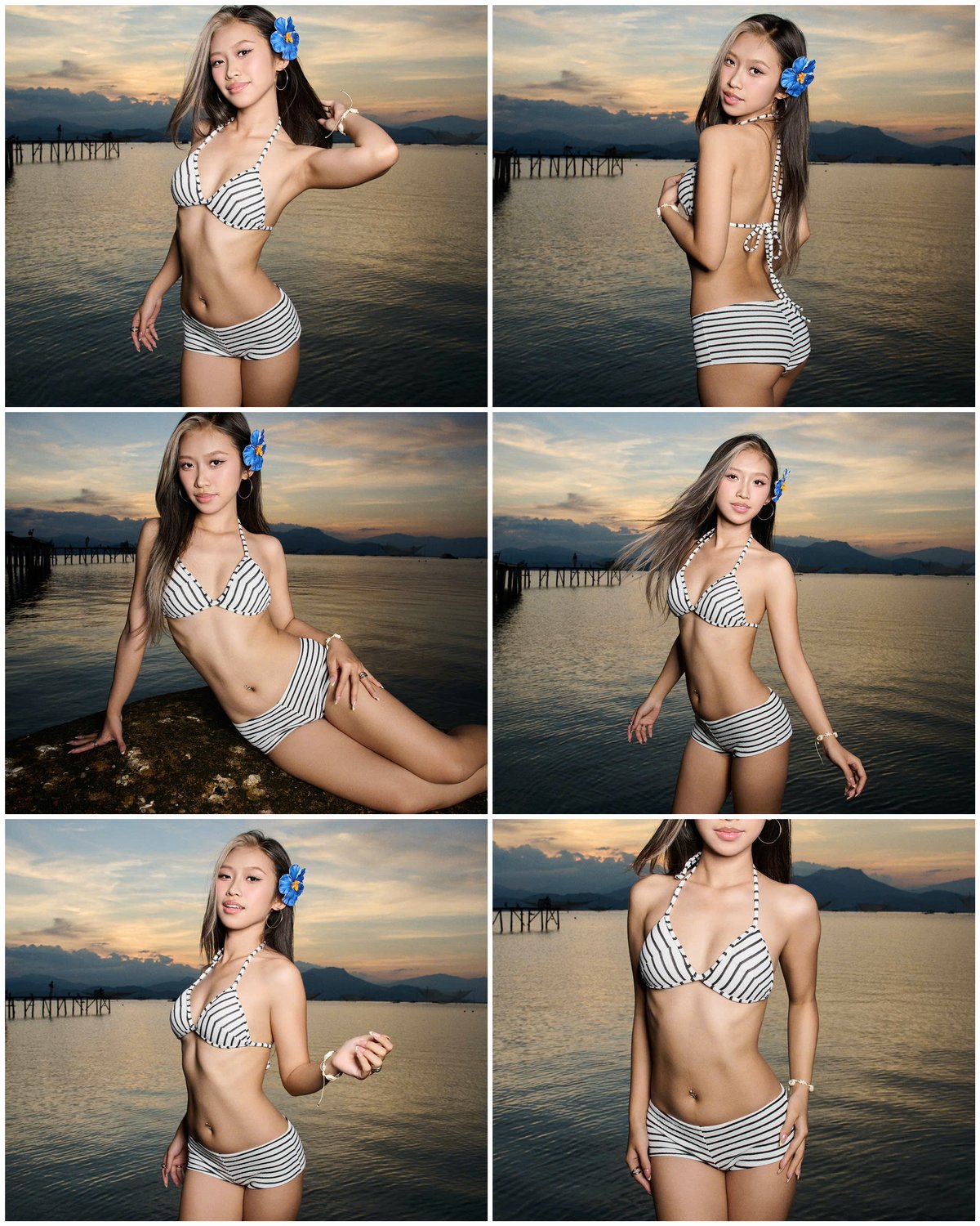 TWENTI Striped Bikini Set Striped Bikini Set 條紋比堅尼泳衣套裝