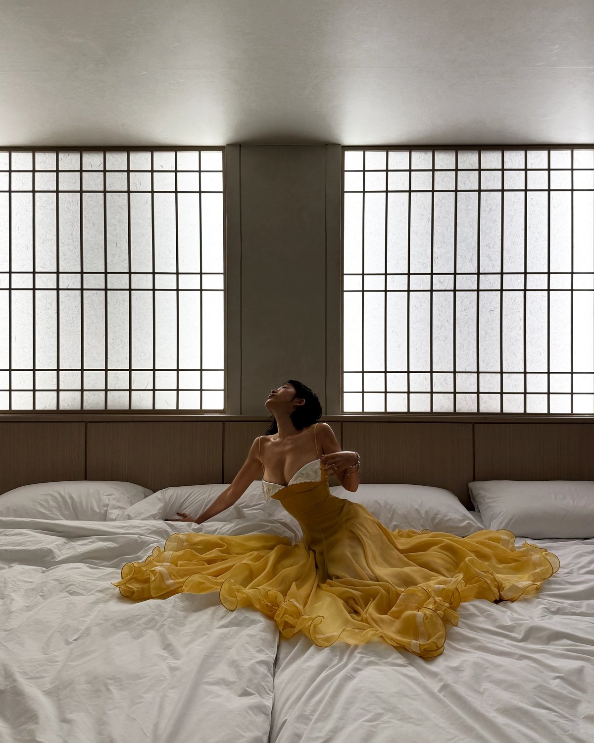 HUELLEYROSE LIANE 絲綢歐根紗長裙 - 黃色