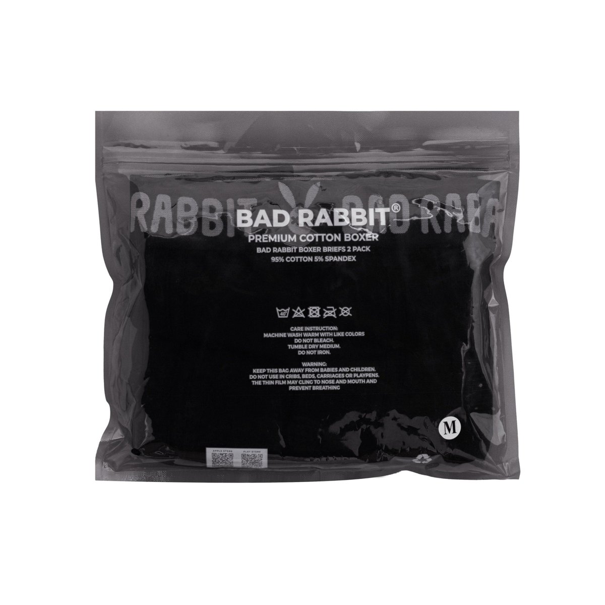 BAD RABBIT RABBIT BOXER 男士平角內褲 - 黑色