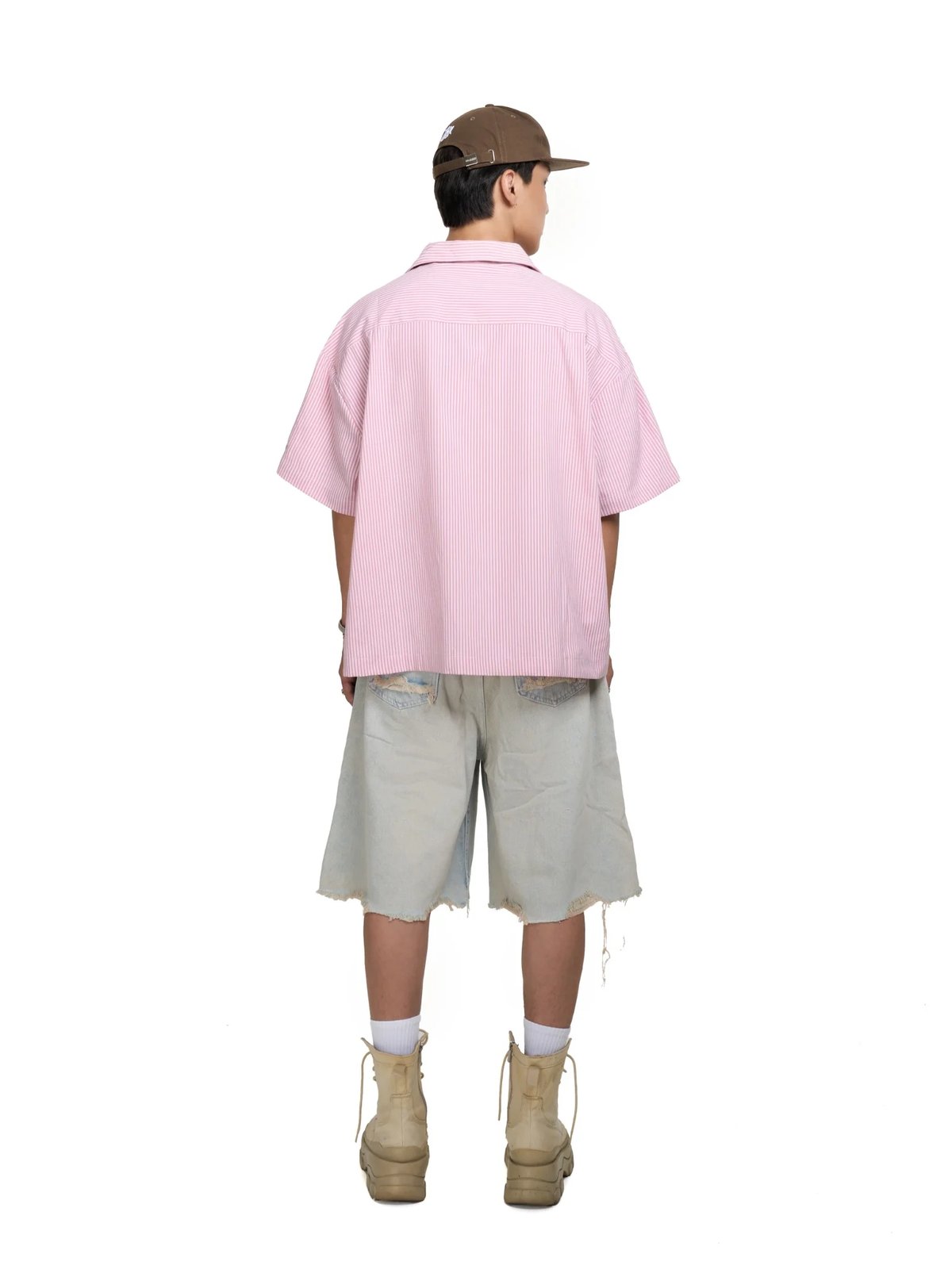 HADES Dear Striped Short Sleeve Shirt 粉紅色 條紋 短袖襯衫