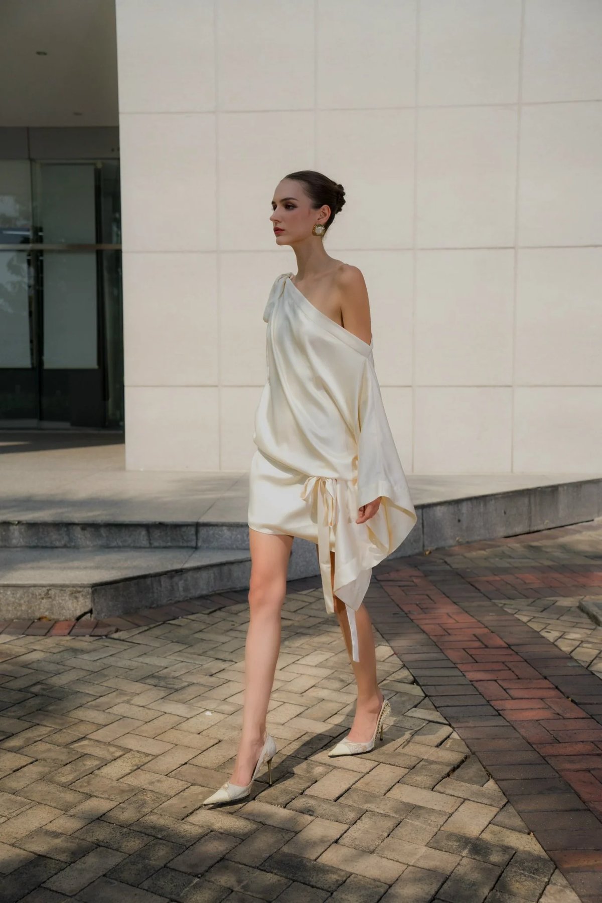 KISSERINE SABRINA MINI One-Shoulder Satin Mini Dress