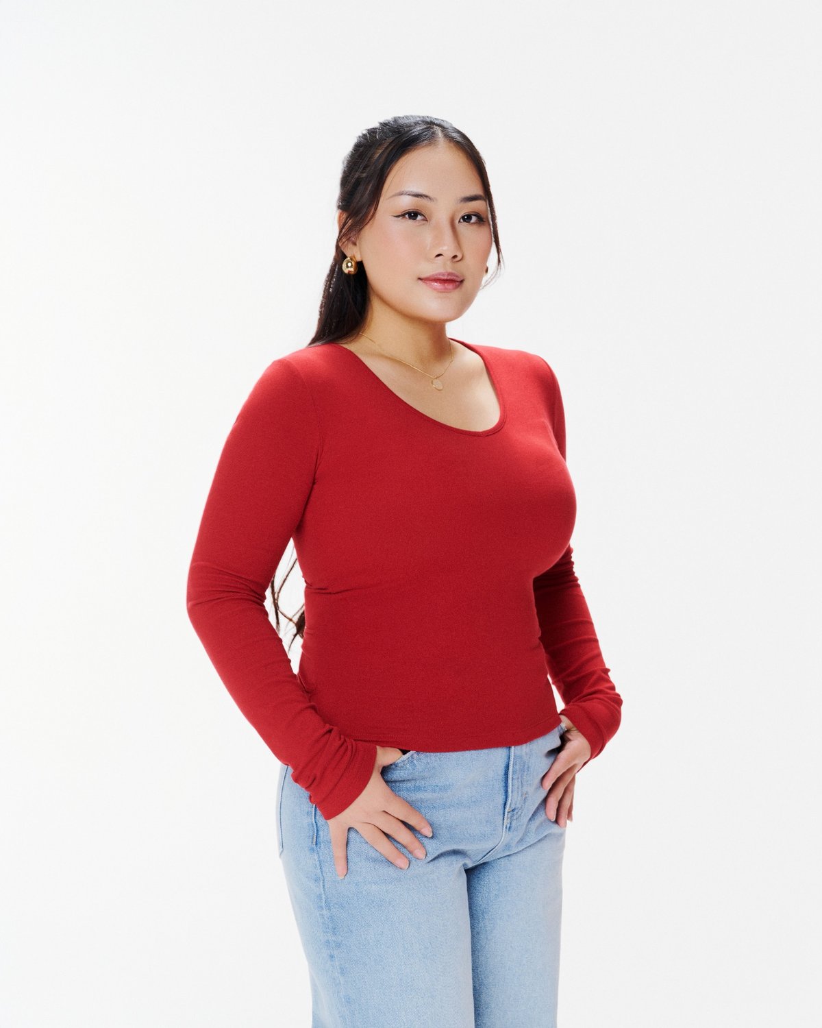 DOTTIE Macie V-Neck Long Sleeve Top - MC16