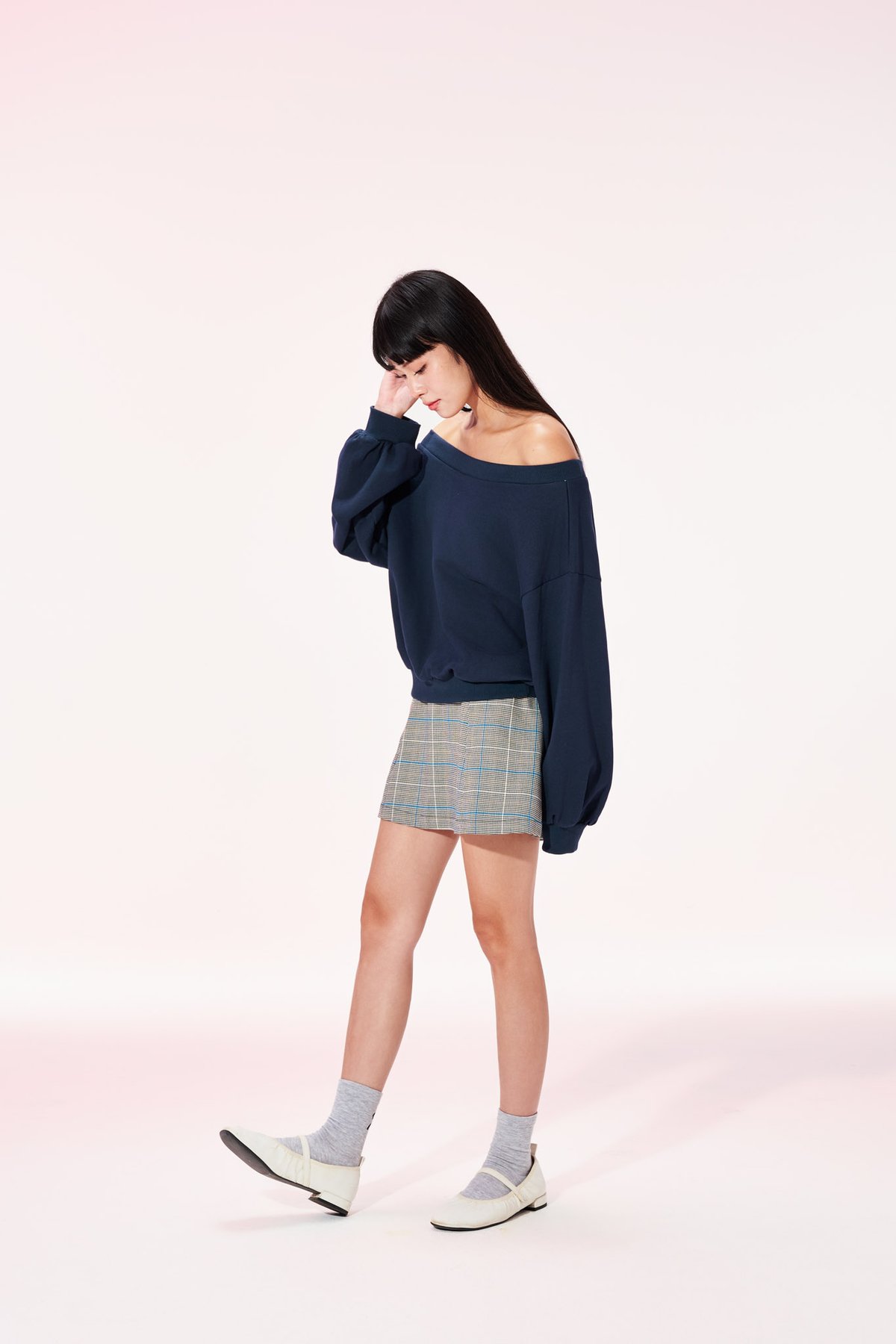 DOTTIE Check Mini Skirt - Grey
