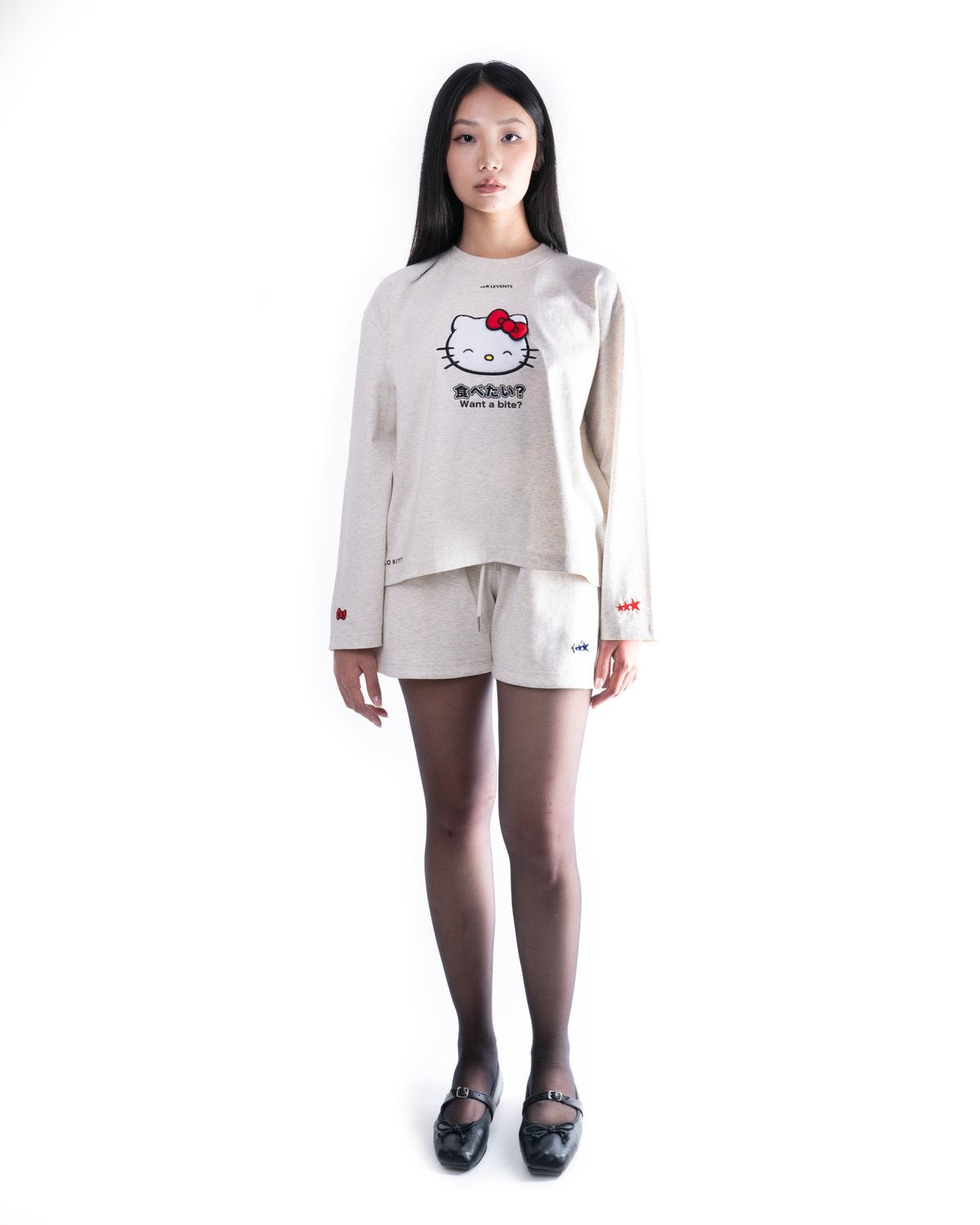 Levents® x Hello Kitty | Joy Icon 灰色長袖廓形T恤