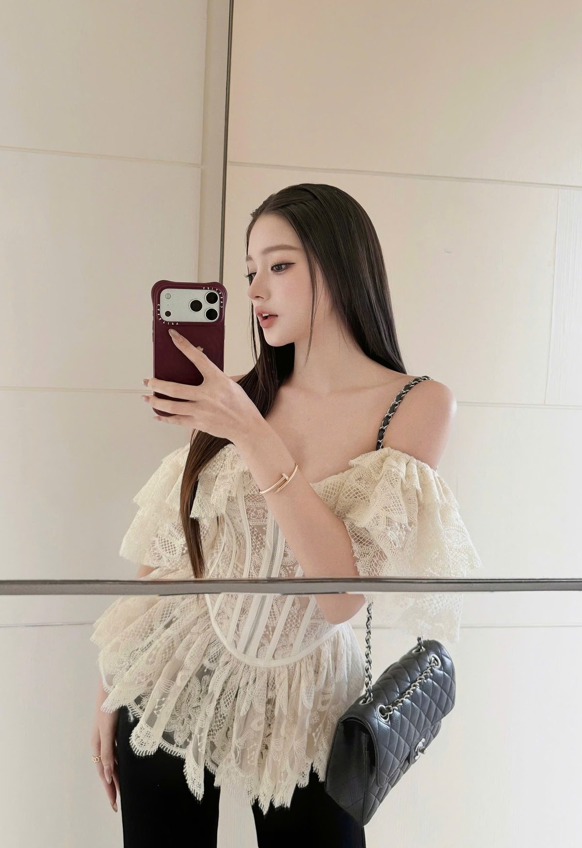 CHOU CHOU 分層蕾絲束身衣上衣